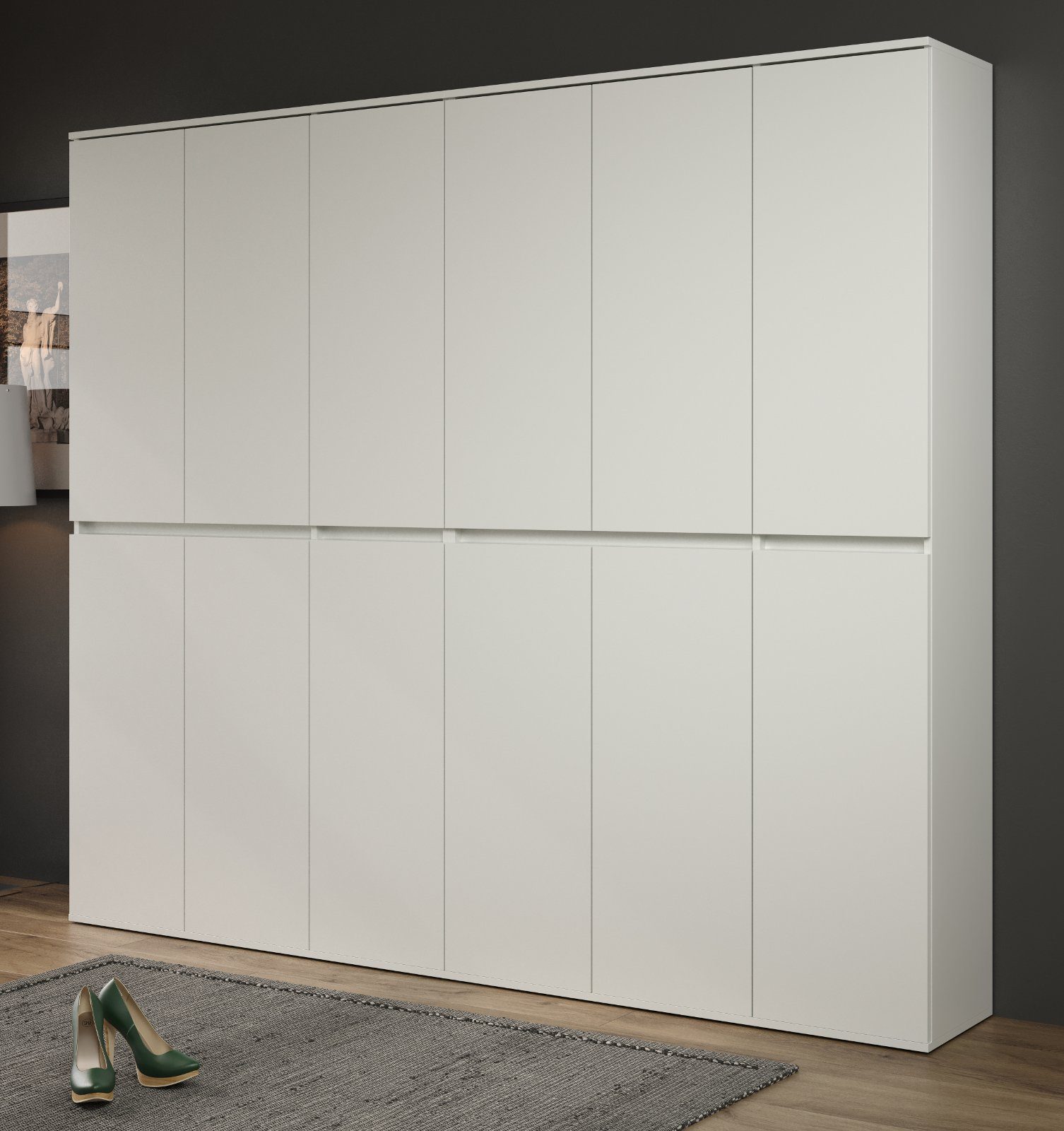 Inn.Furn Garderobenschrank Nevada (Garderobe und Schuhschrank, 12-türig, 222 x 191 cm) variable Inneneinteilung