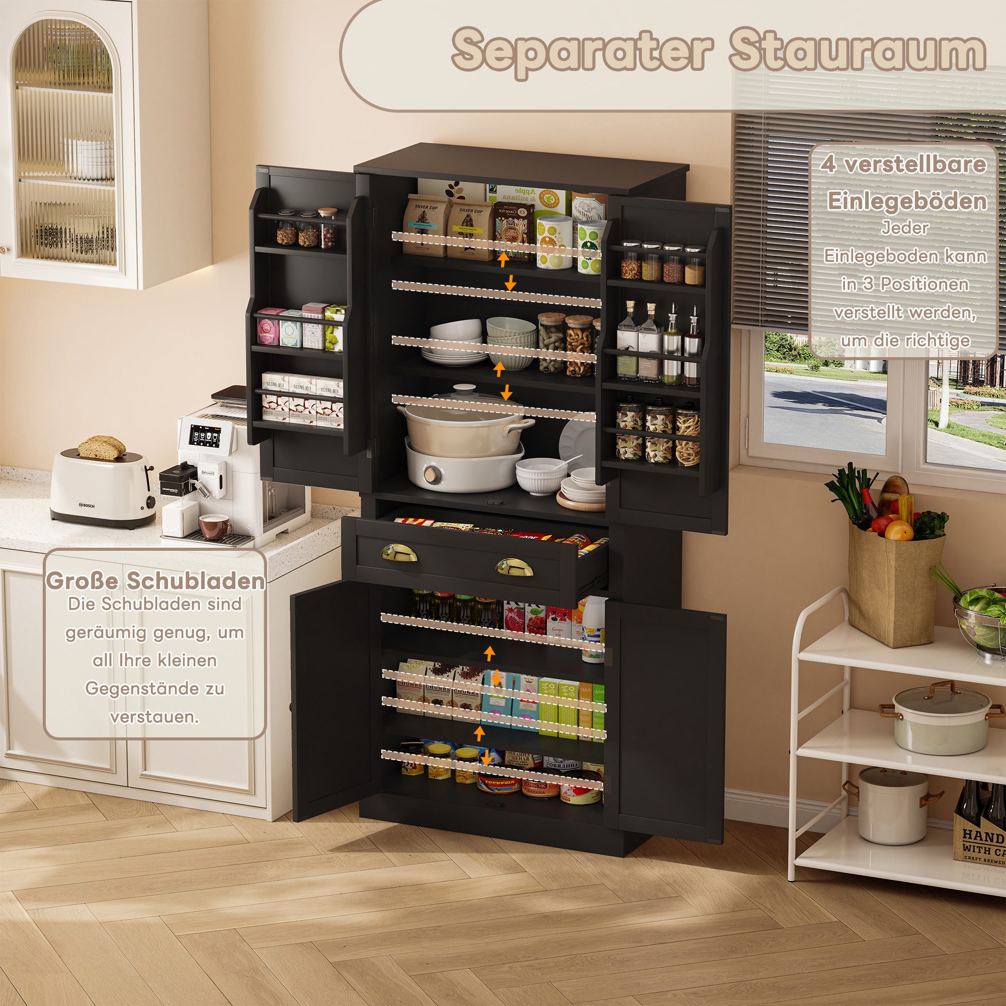 REDOM Hochschrank Aufbewahrungsschrank,Sideboard (mit 4 Türen günstig online kaufen
