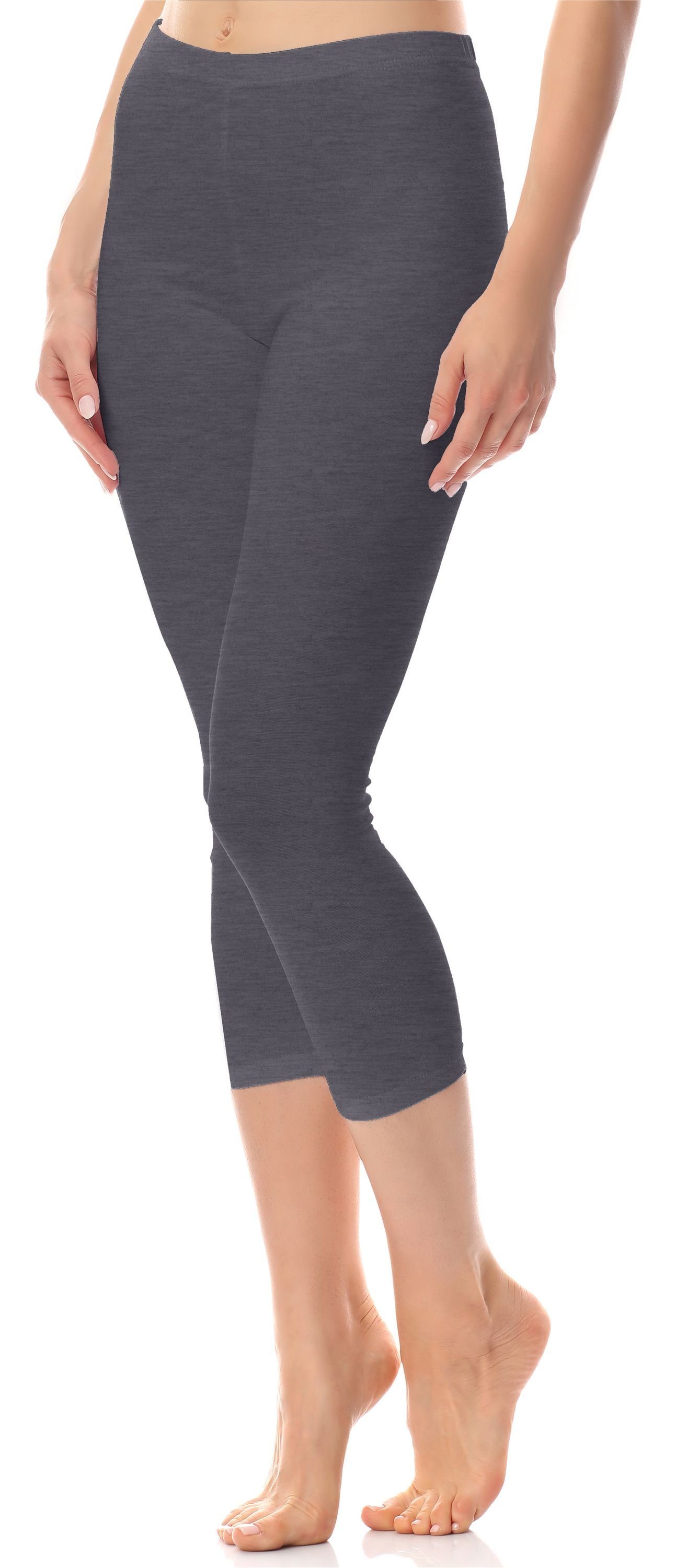 Antie Leggings Damen Leggings 3/4 aus Baumwolle AN60-101 (1-tlg) elastischer Bund Navymelange