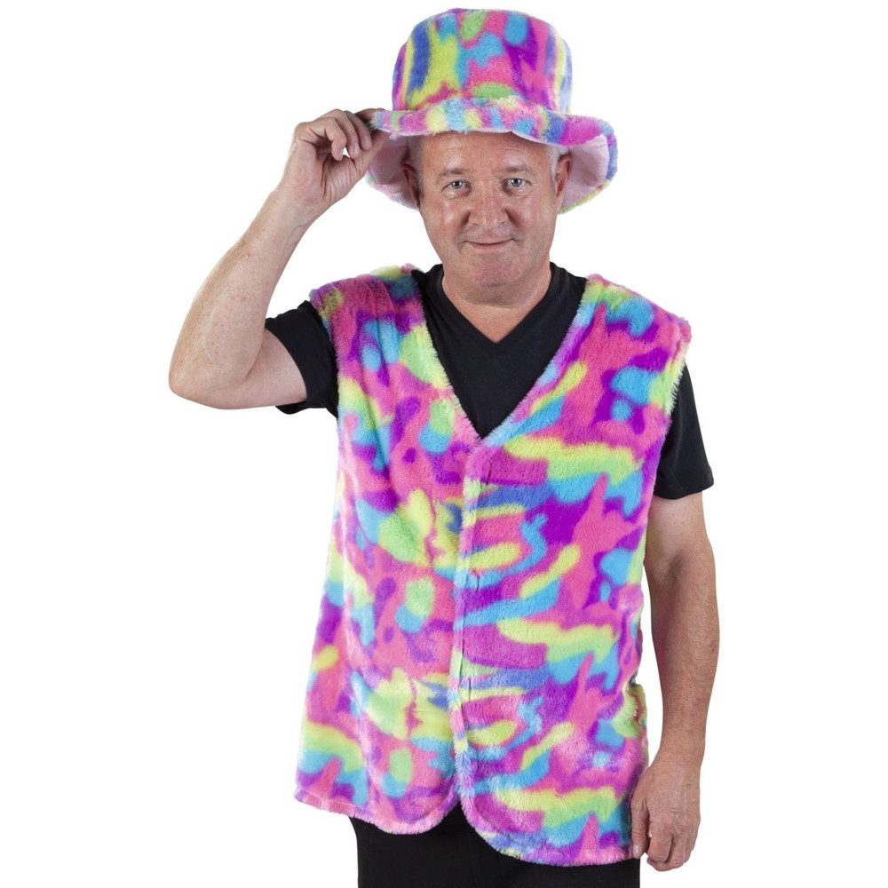 MICA Kostüm Weste - Regenbogen-Plüsch - für Herren