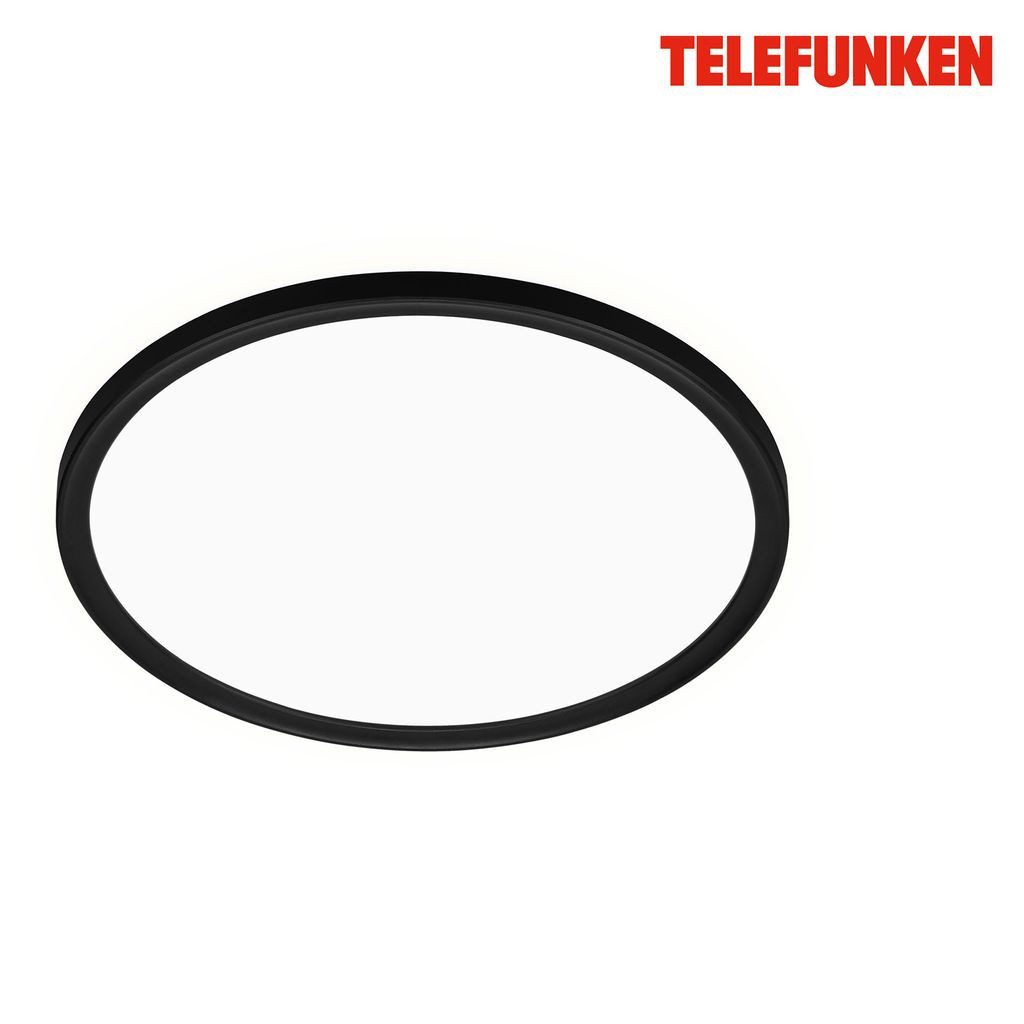Telefunken LED Deckenleuchte 321605TF, LED fest integriert, 2700K - Extra-Warmweiß, Backlighteffekt, IP44, ultraflach, schwarz, Neutralweiß 4000K