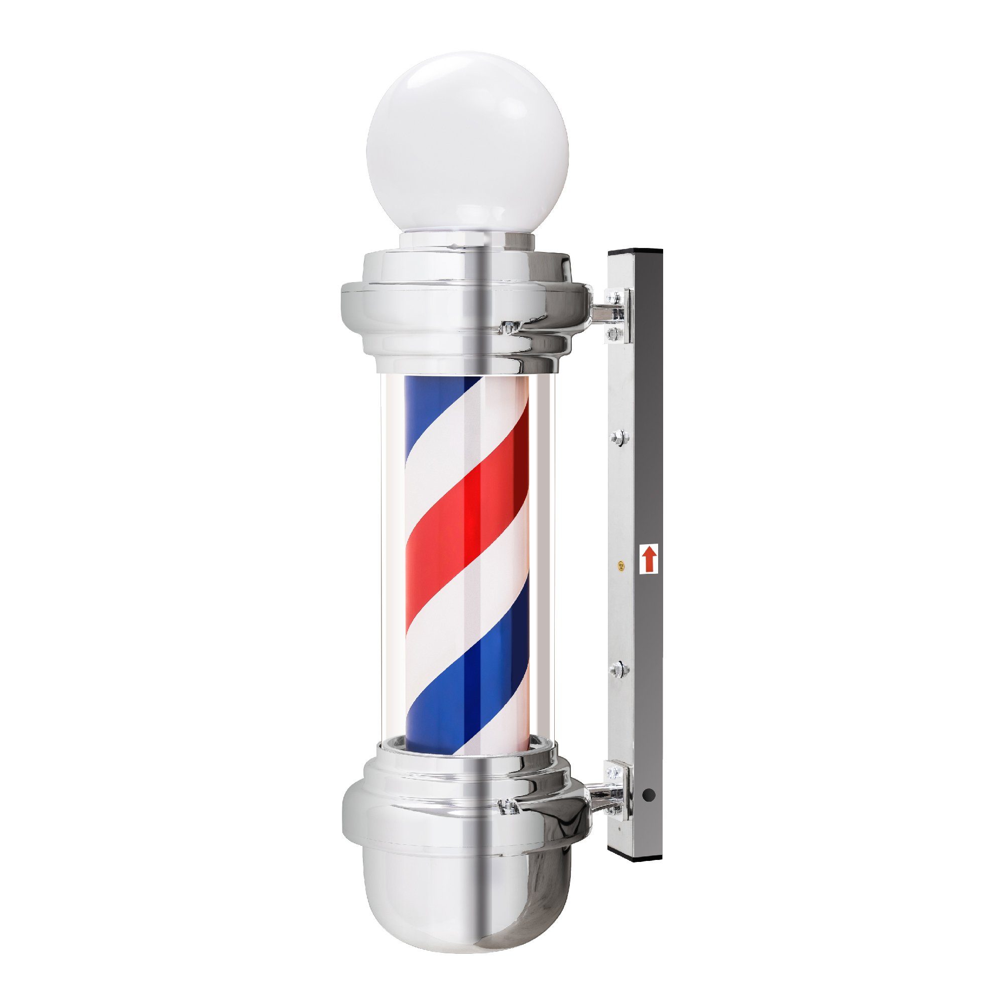 Barberpub Acryl-KunststoffRot-Blau-Weiß, cm L018B, mit Barbershop-Säule, Barberpub Außen-Stehlampe 19 Barbierstab Barber-Pole LED-Kugelleuchte drehbar 19 65 x Saloneinrichtung, x