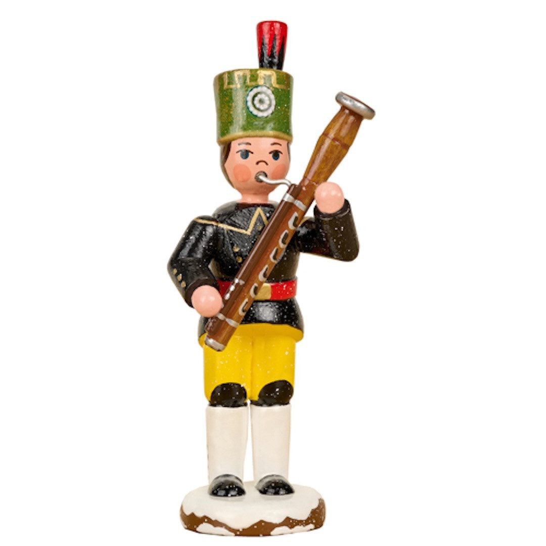 Hubrig Volkskunst GmbH Dekofigur Hubrig Winterkinder Bergmann mit Fagott, Handarbeit aus dem Erzgebirge