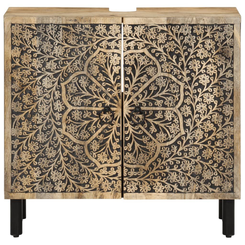 vidaXL Waschtisch Waschtischschrank 62x33x58 cm Massivholz Mango Retro Stil für Badezimm