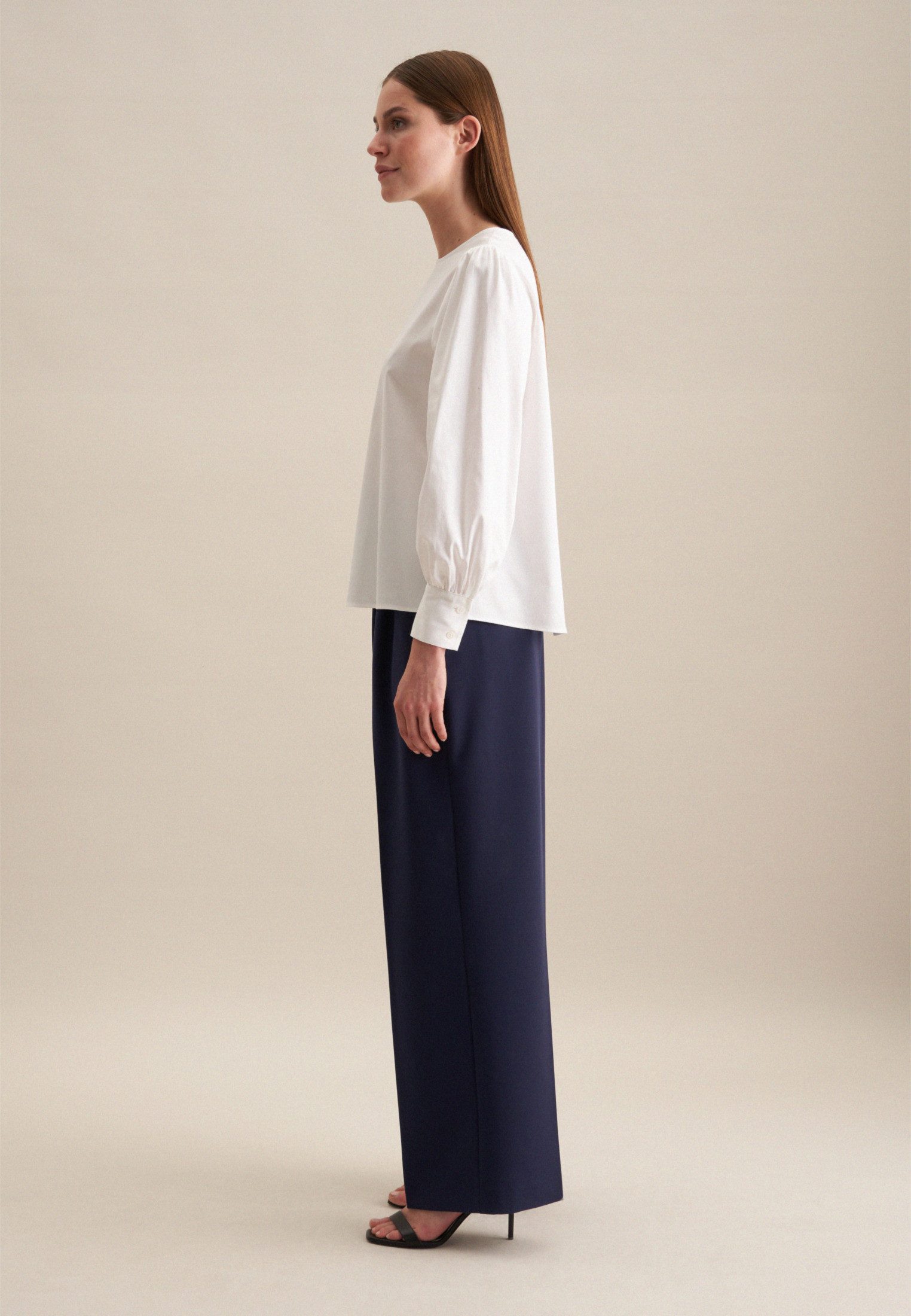 seidensticker Shirtbluse Schwarze Rose Langarm Rundhals Uni