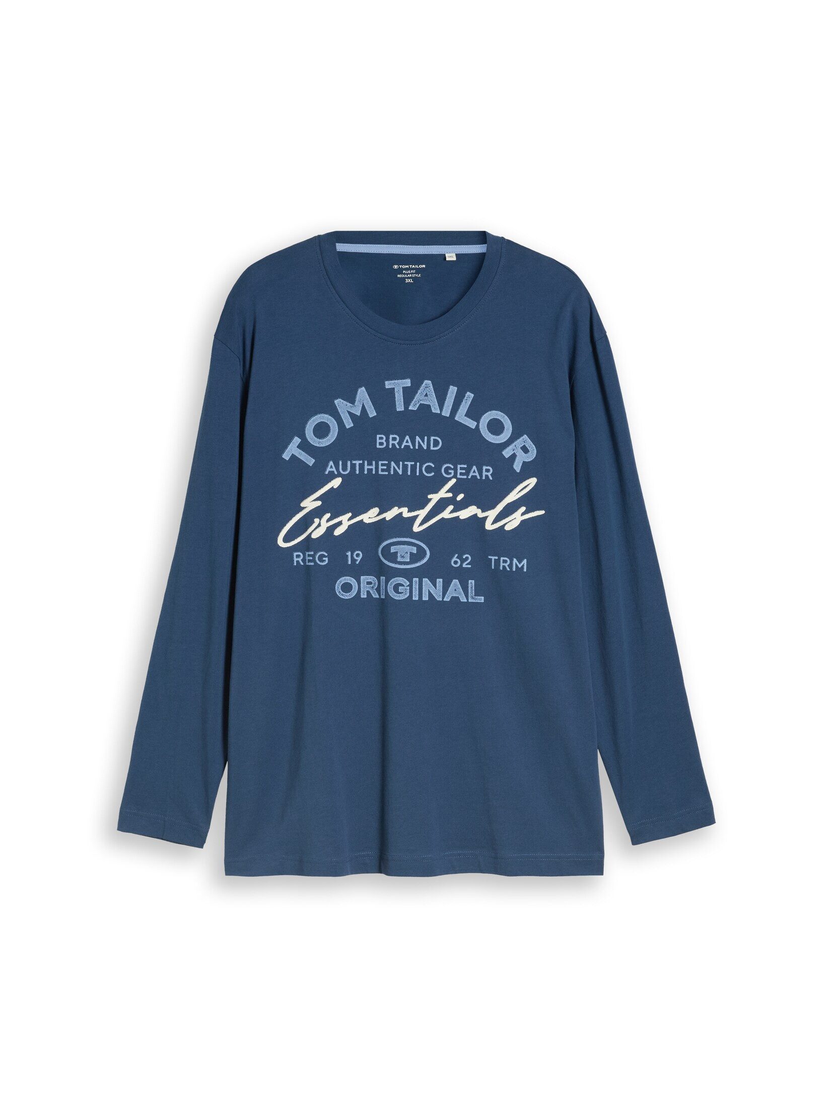 TOM TAILOR PLUS Langarmshirt T-Shirt (im Einserpack) Plus Size - Langarmshirt mit Logo-Print