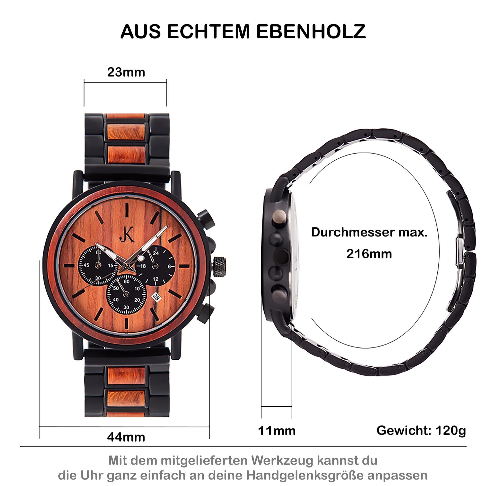 Kim Johanson Quarzuhr Military Herren Holzuhr günstig online kaufen