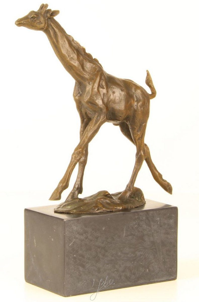 x Bronze / Luxus Bronzefigur Bronze 18 Gold 7,4 Casa / Padrino Dekofigur Skulptur Giraffe cm 25,9 H. x - Grau