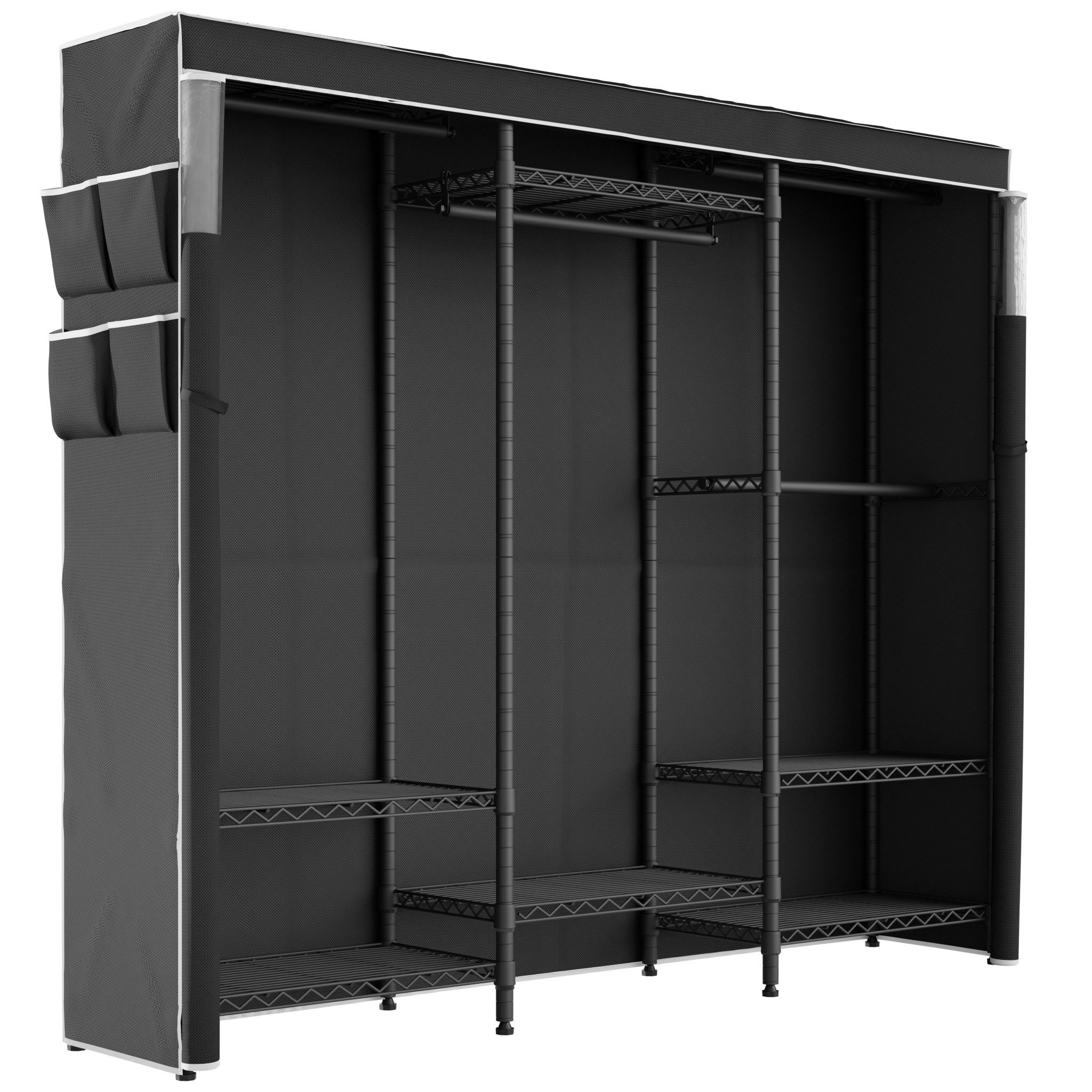 Mondeer Kleiderschrank Garderobenständer mit Staubschutzhülle (40 x 175 x 180 cm) mit Sichtfenster, 8 Ablagen, 4 Kleiderstangen, bis 70 kg pro Ebene