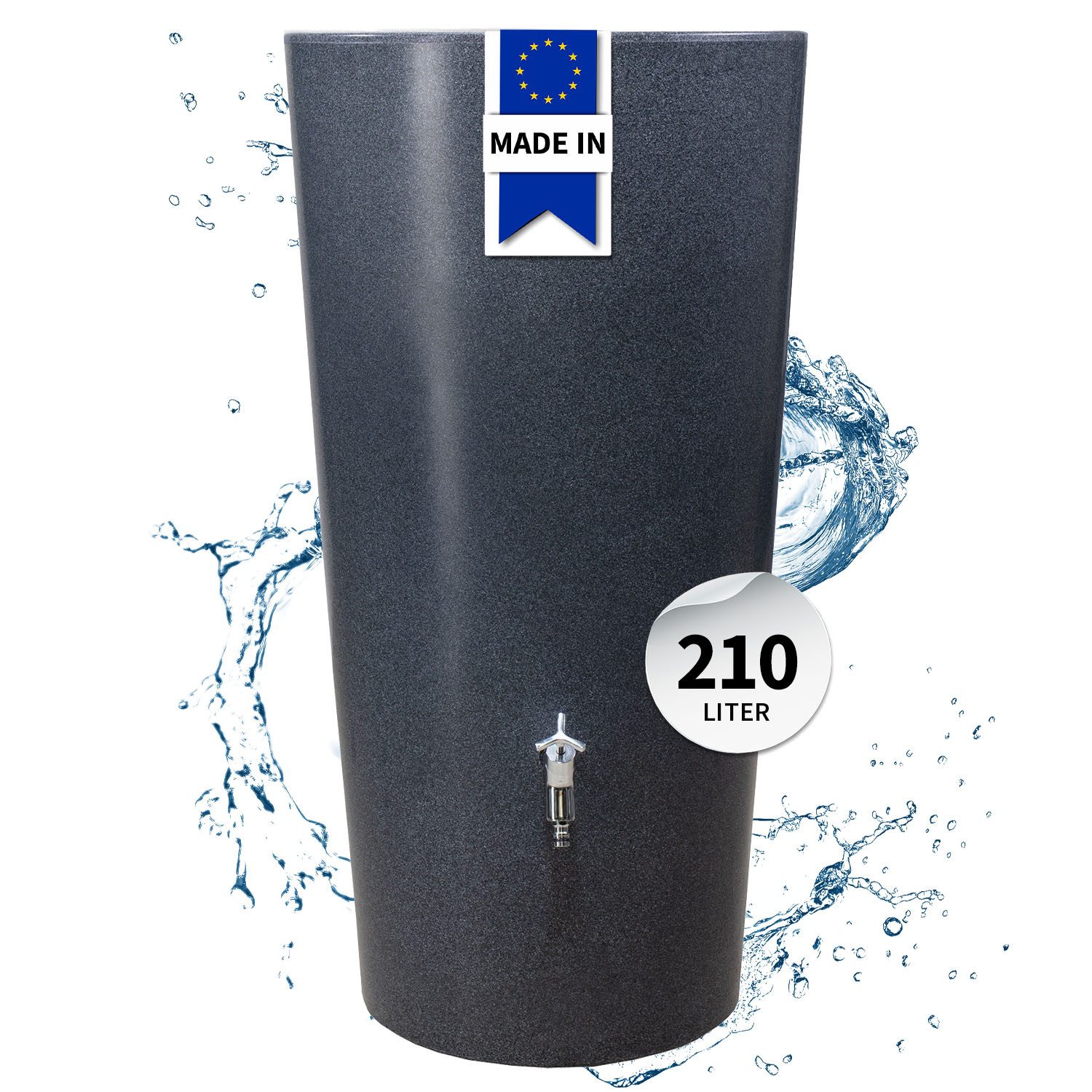 GARANTIA Regentonne STONE 2in1 Regenspeicher 210 Liter lava inkl. Pflanzschale