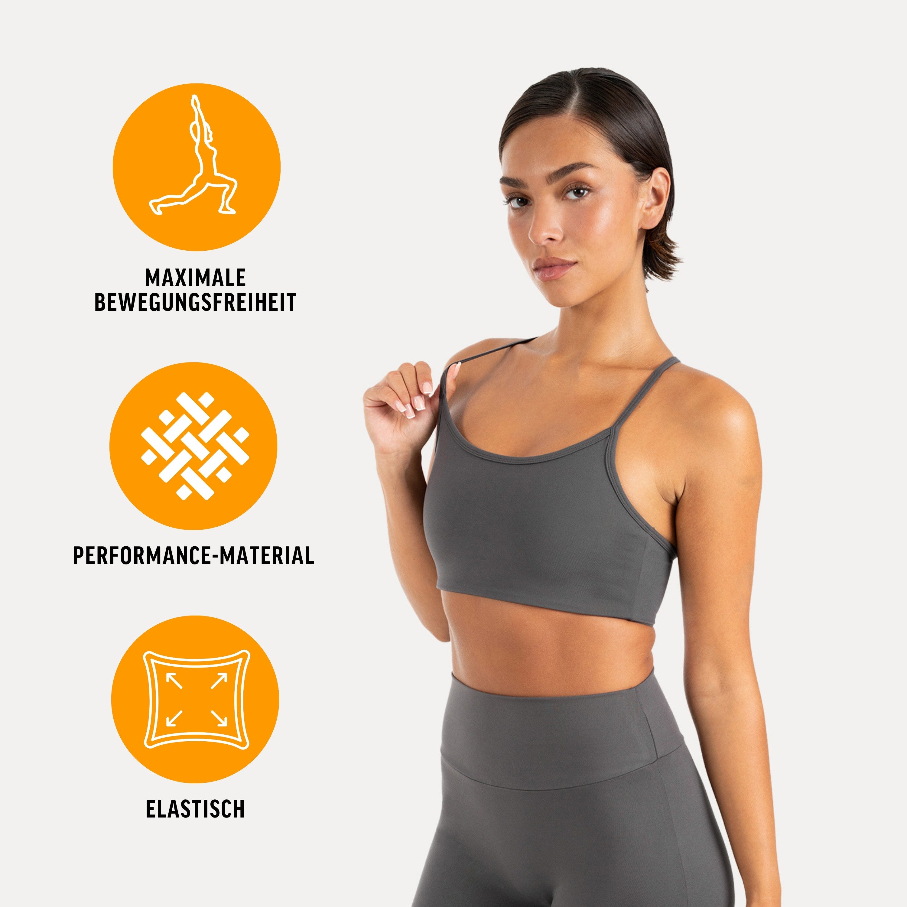 Smilodox Sport-BH Suvi Damen, Bustier, Slim Fit, Fitness Top, Performance Rundhals, Stretch Support, Performance Material, Gym, Yoga