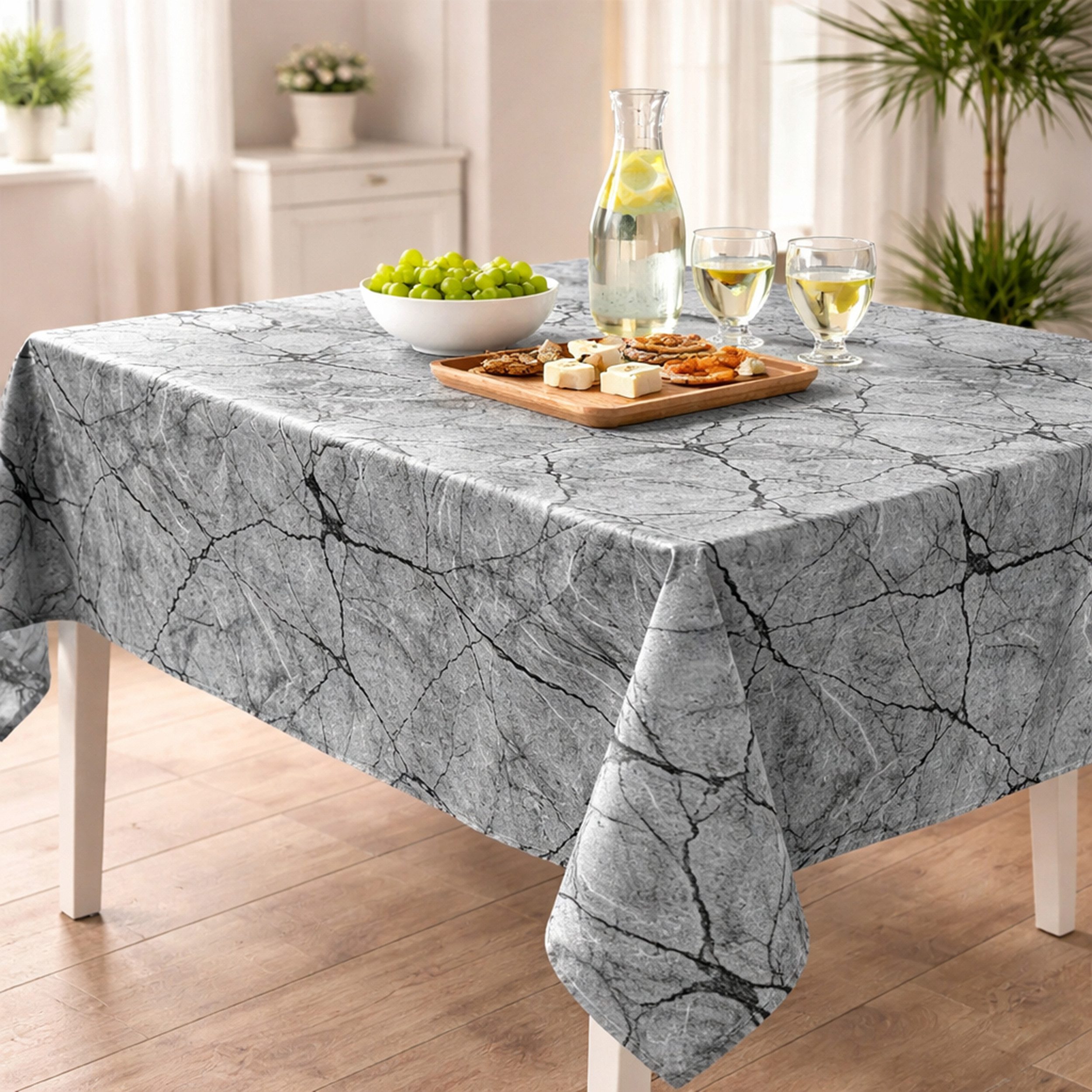 Melody Gartentischdecke Wachstuchtischdecke Wachstuch Tischdecke marmor grau abwischbar, fleckenabweisend, wasserabweisend, Glattes Gewebe