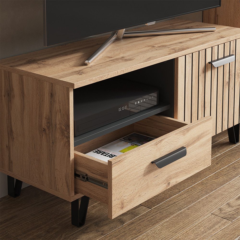 Vicco Lowboard Amber, Braun/Braun, 100.2 x 48.5 cm mit Schublade und Tür (1 St)