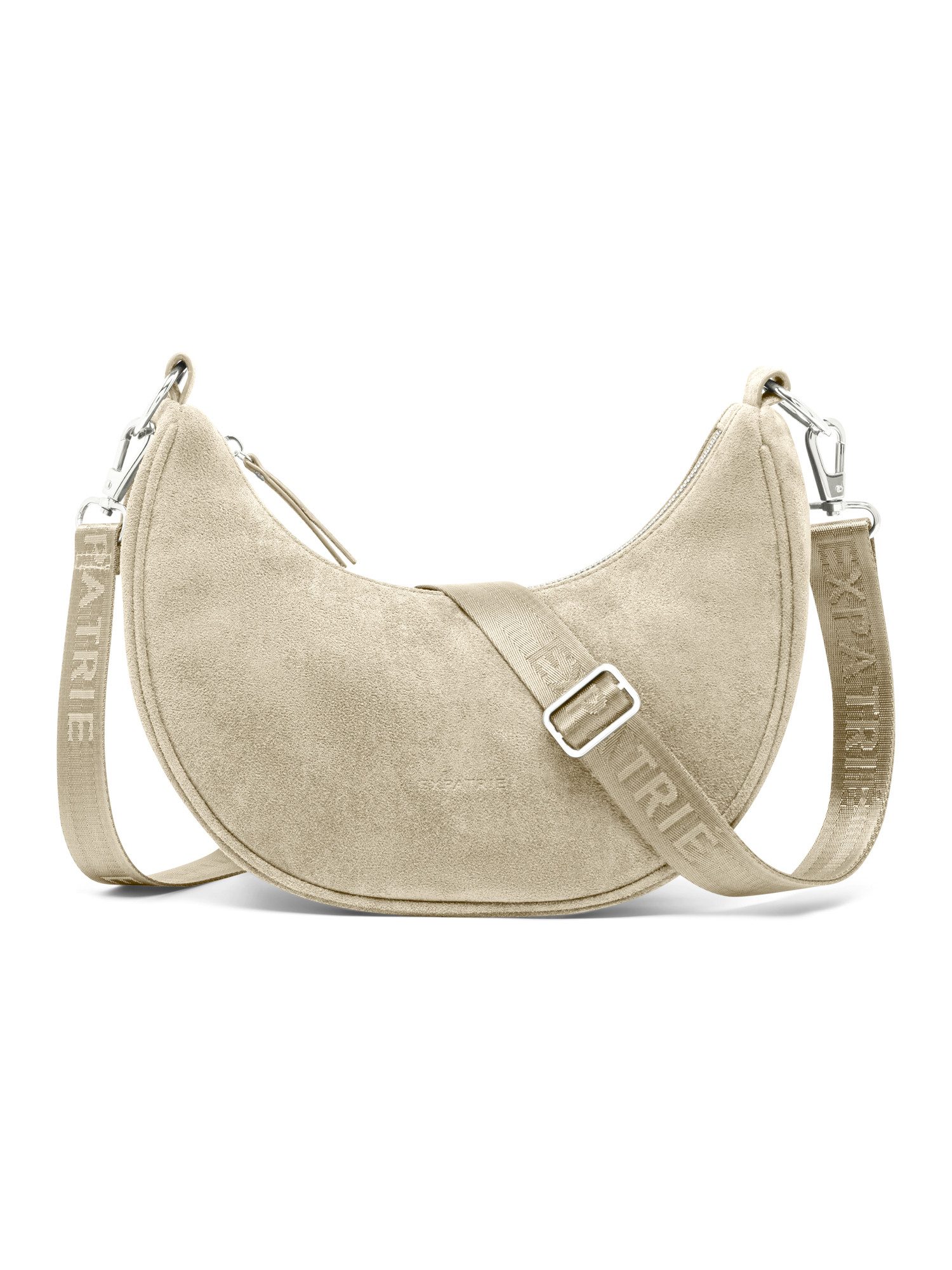 Expatrié Umhängetasche Lea Small Suede Half Moon Bag, Elegante Crossbody Bag in Halbmond Form