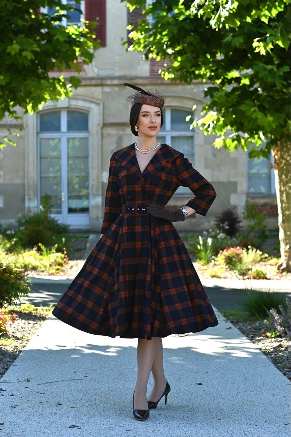 Hearts & Roses London A-Linien-Kleid Giselle Tartan Kariert Vintage Retro G günstig online kaufen