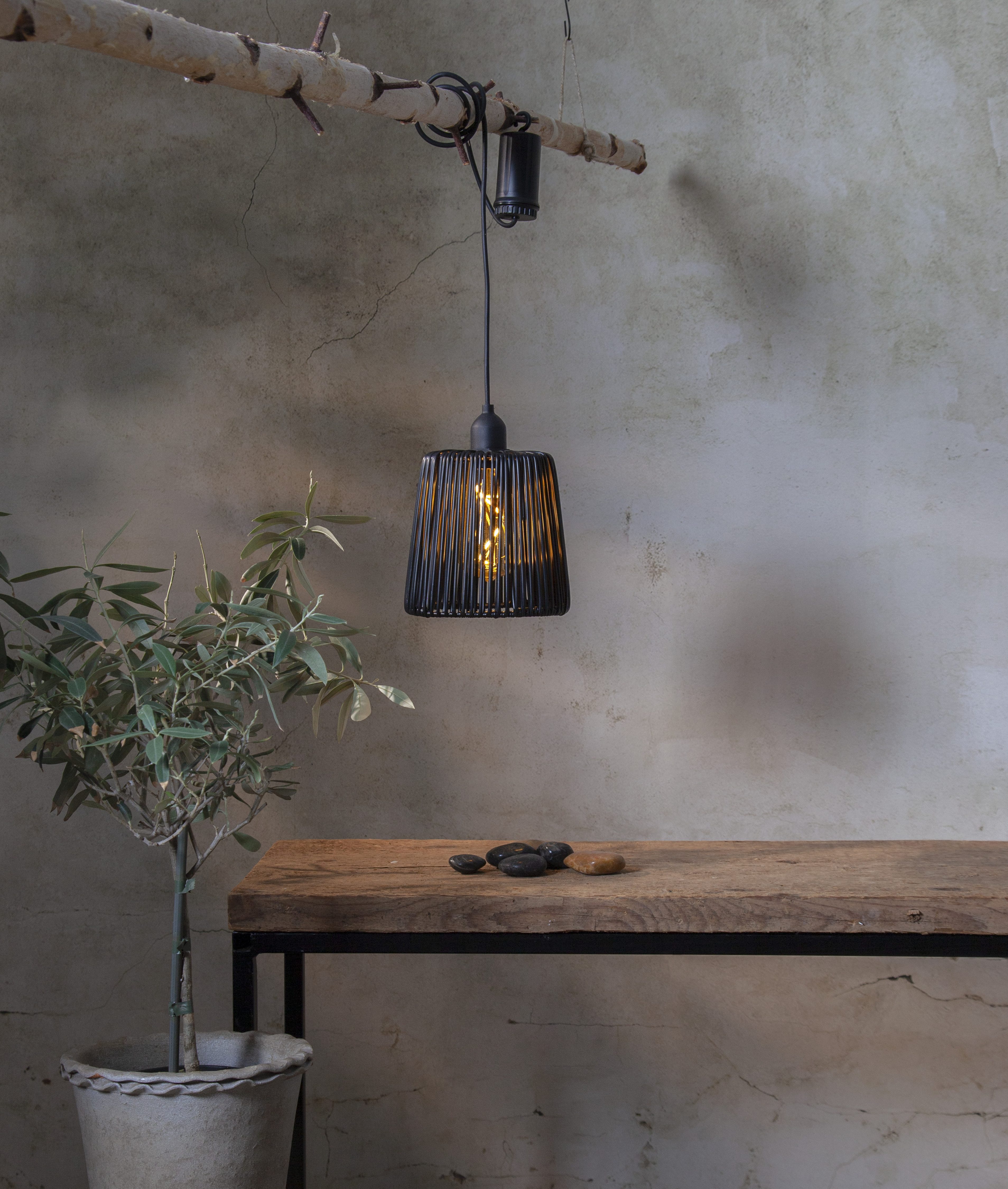 STAR TRADING Dekolicht Außendekoration Twine, Timerfunktion, LED fest integriert, Warmweiß, Rattan-Optik in PE-Material, warmweißes Filament-Licht, 6/18-h-Timer