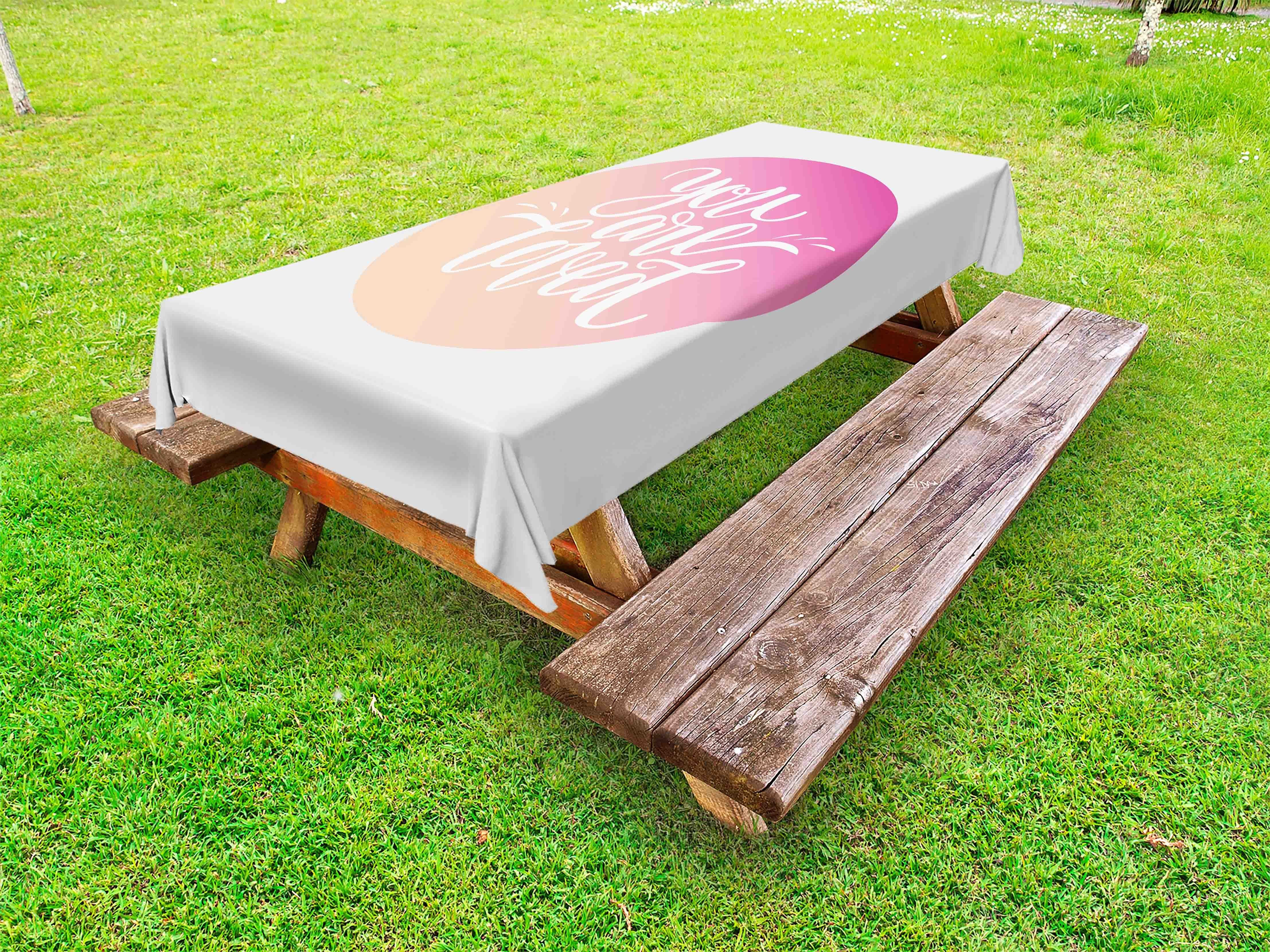 Abakuhaus Tischdecke dekorative waschbare Picknick-Tischdecke, Du wirst geliebt Kalligraphie in Ombre