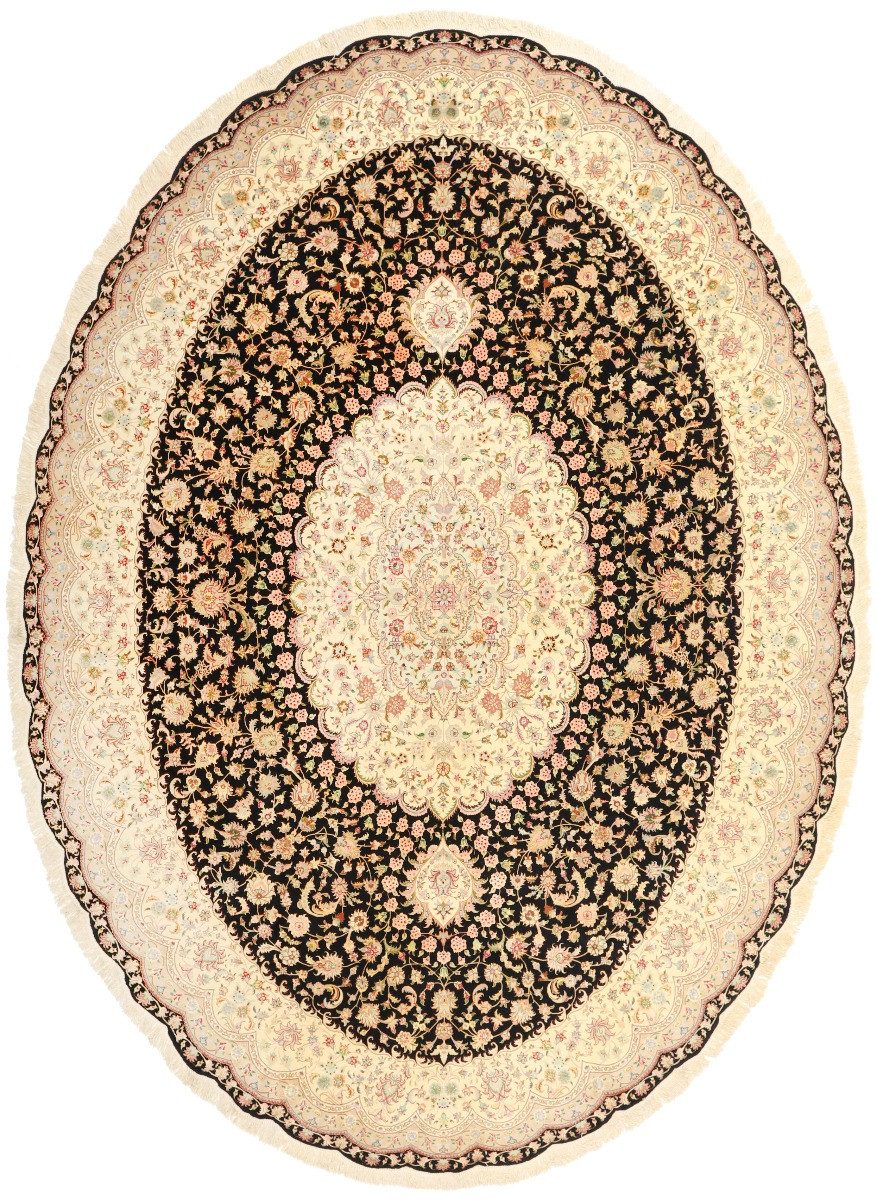 Carpet Avenue Teppich Tabriz 60 Raj Seidenkette 404x292, Oval, Höhe: 9 mm