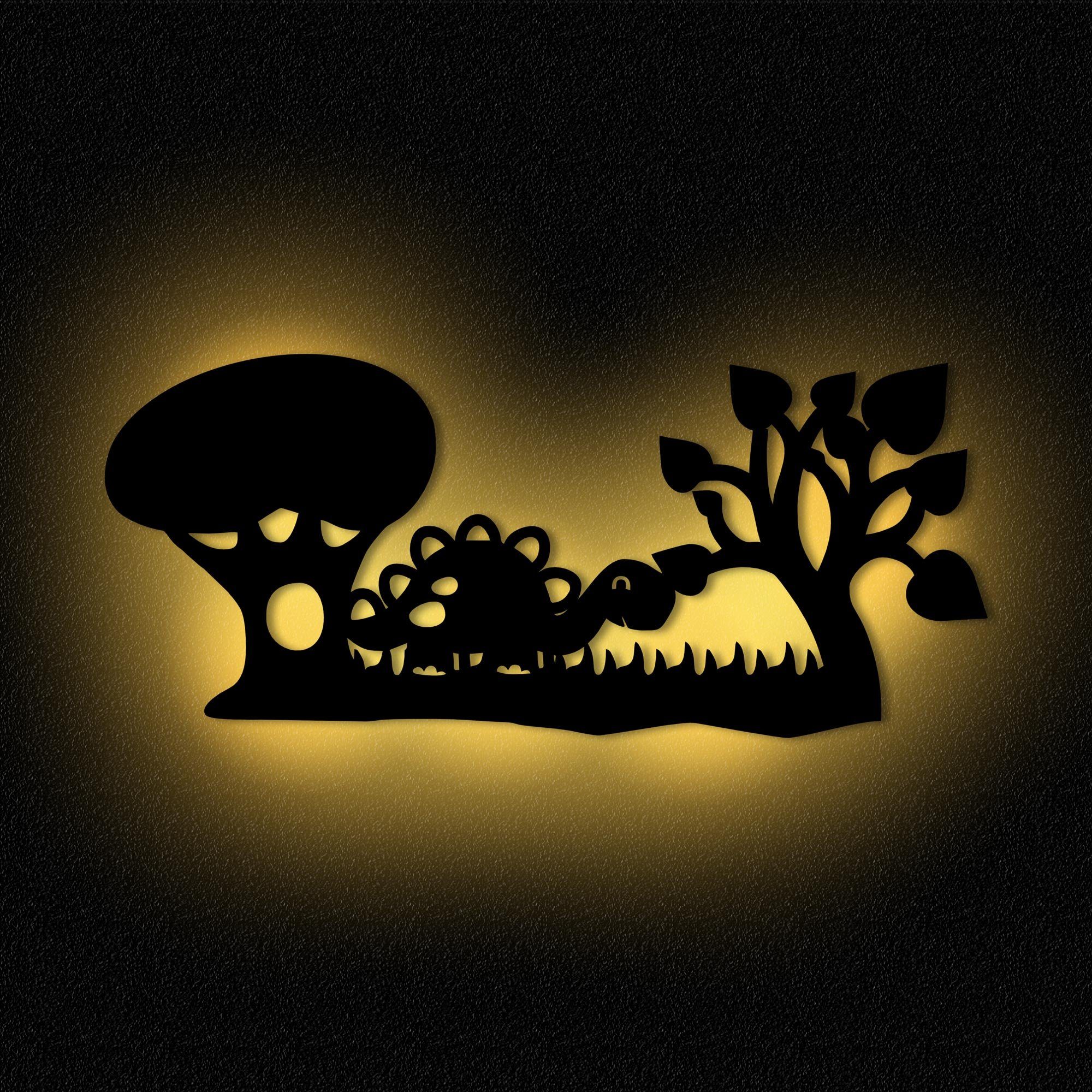 Namofactur LED Nachtlicht Dinosaurier Nachtlicht Kinderzimmer integriert, Holz, MDF I fest Warmweiß LED Wandlampe Kinder