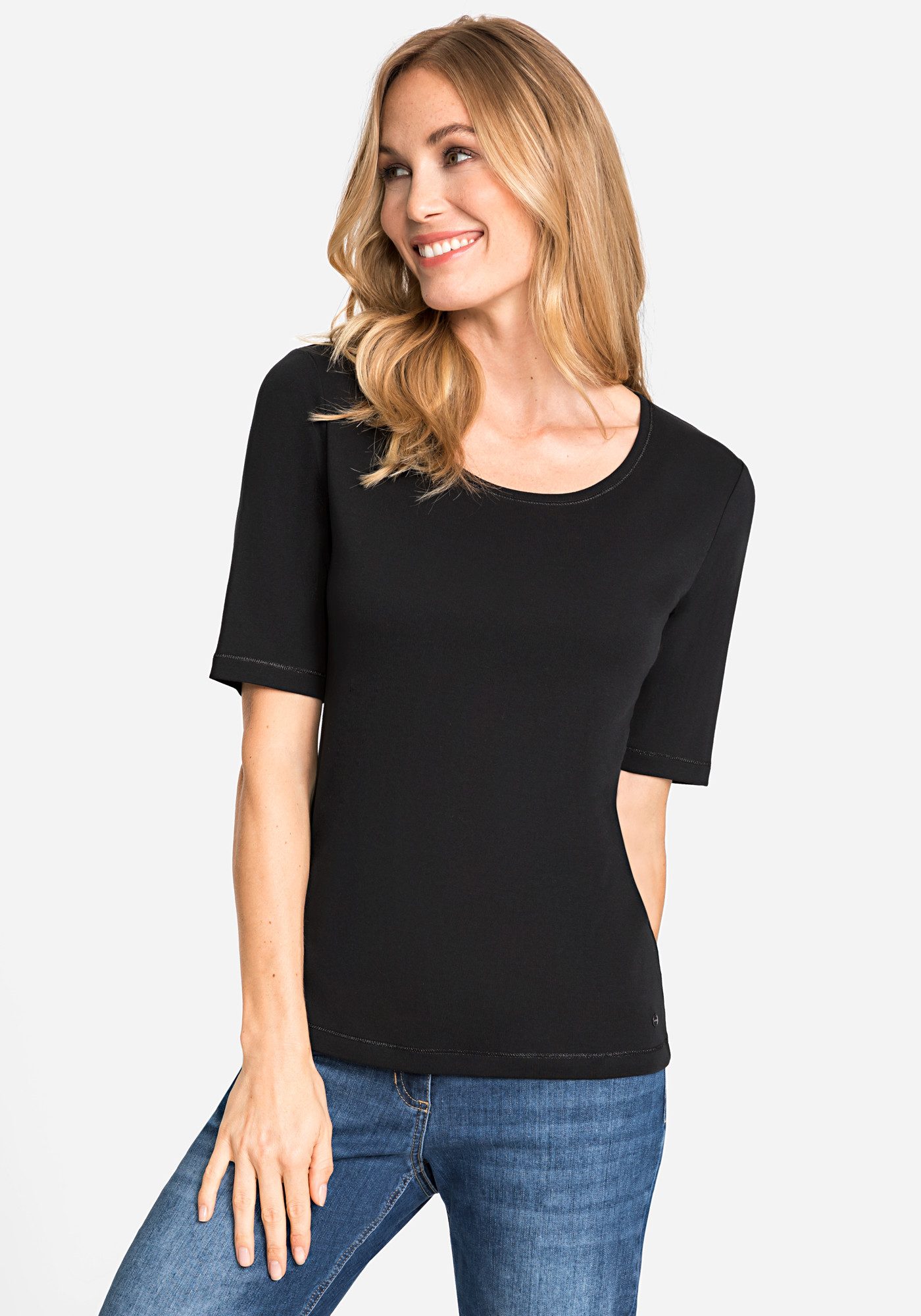 Olsen T-Shirt mit Rundhalsausschnitt und kurzen Ärmeln