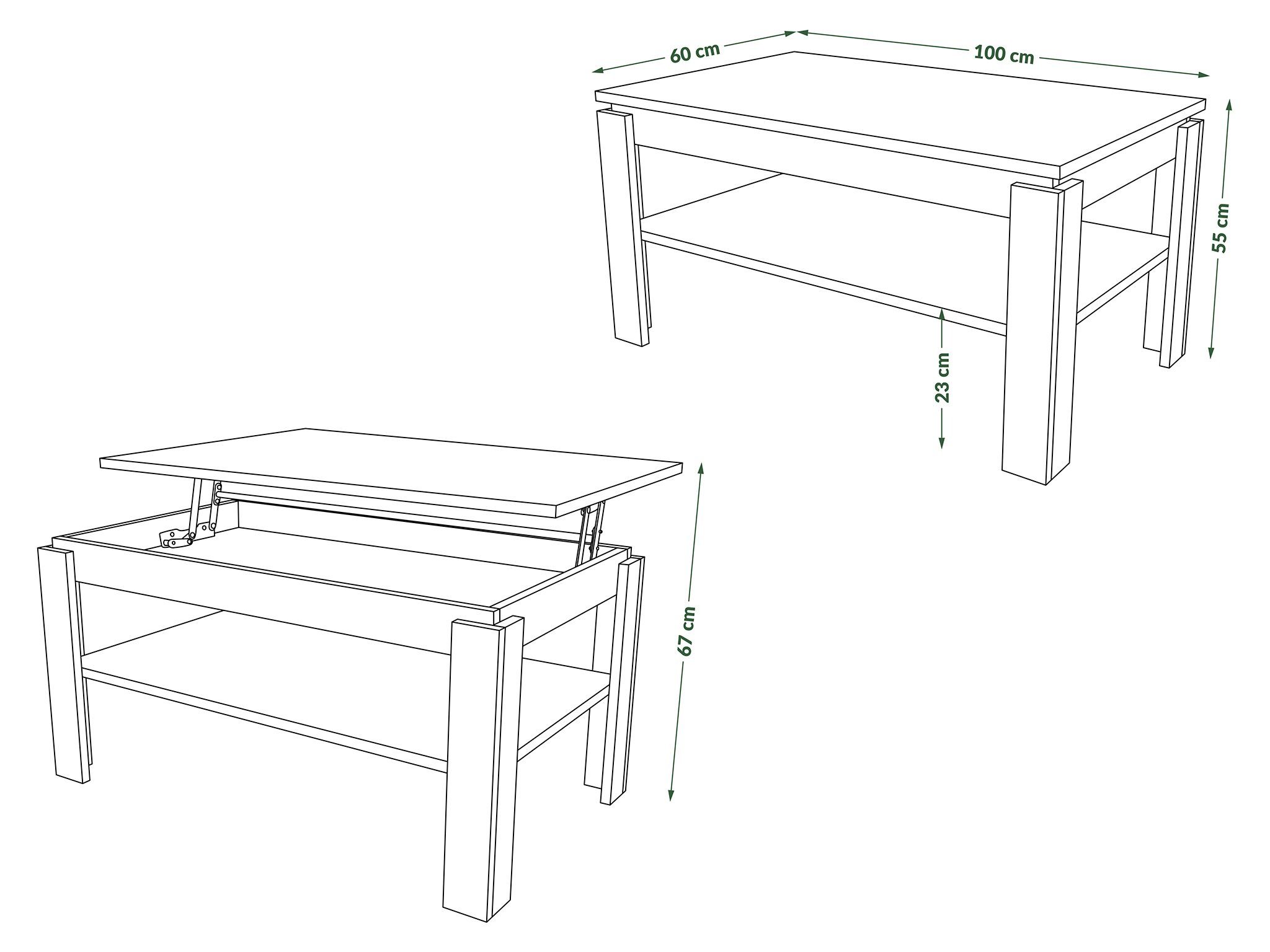 höhenverstellbar Tisch 55 designimpex 67cm Couchtisch Design Weiß Couchtisch Beton - / Esstisch Asti-P matt