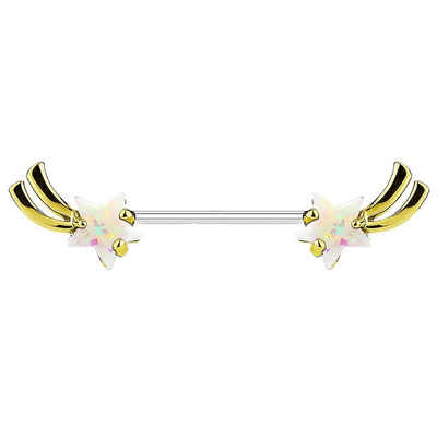 Taffstyle Intimpiercing Intim Brustpiercing Barbell Sternschnuppe mit Opal, Brustwarzen Intimpiercing piercing Barbell Brust Piercing Schmuck