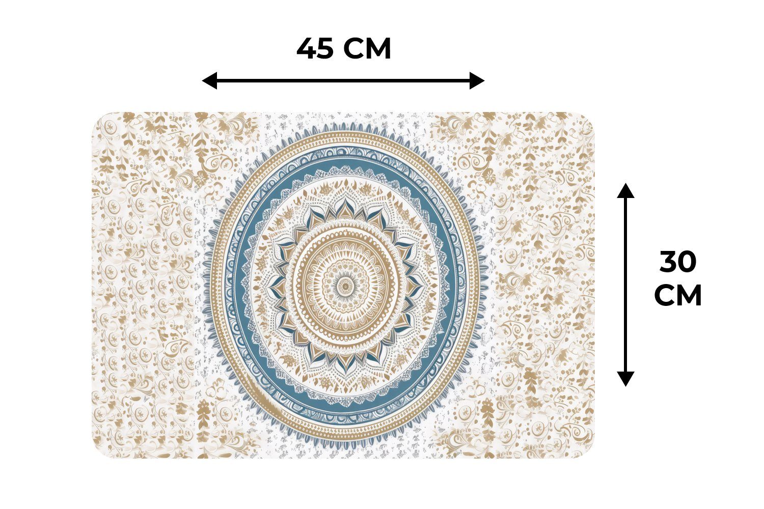 Blau Platzset, (6-St), Platzmatte, Platzset, Weiß Schmutzabweisend MuchoWow, - Tischmatten, Mandala - - Design, - Platzdecken, Bohème