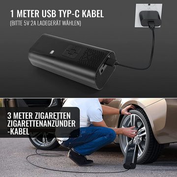 Bedee Akku-Luftpumpe Elektrische Luftpumpe Kabellose Luftpumpe Kompressor 150PSI 6000mAh, mit Digitale LCD-Bildschirm für Auto Fahrrad Motorrad Bälle