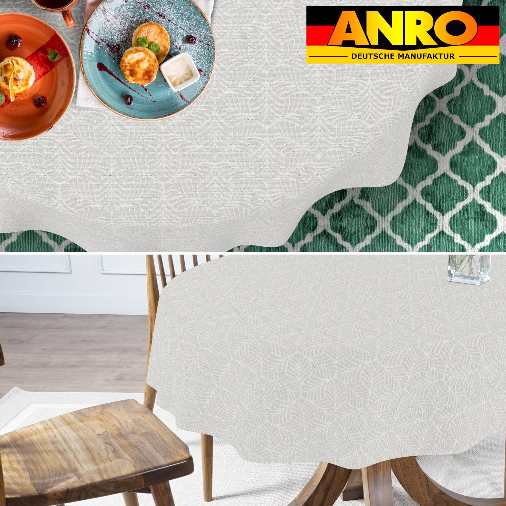 ANRO Tischdecke mit Beschichtung Tischwäsche Ästhetik Motiv Edelmetall Stofftischdecke (Einzelstück 1-tlg), Premium TEFLON und 2-Fache Acryl Beschichtung