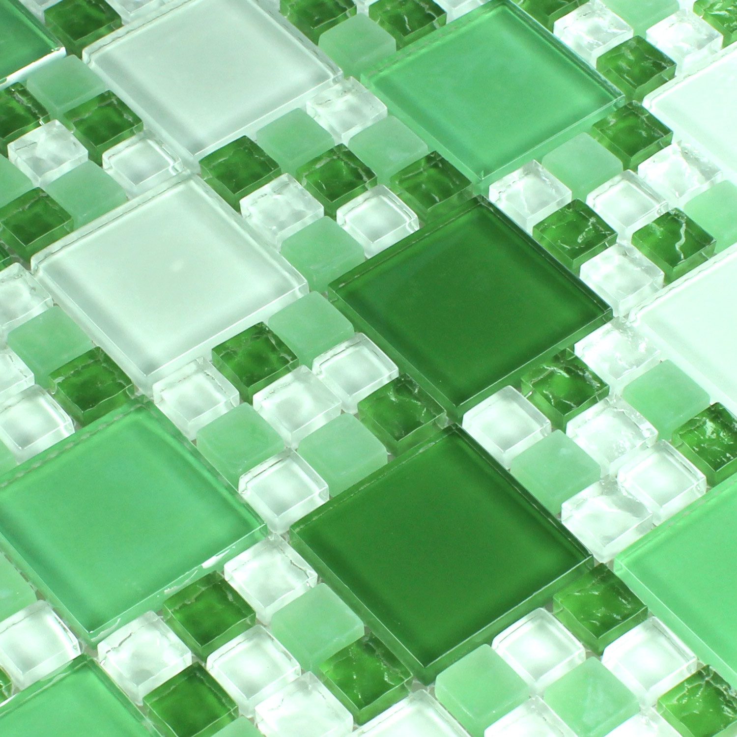 Mosafil Mosaikfliesen Glasmosaik Fliesen Aloha, Glas 30.000x30.000, grün, Wasserfest