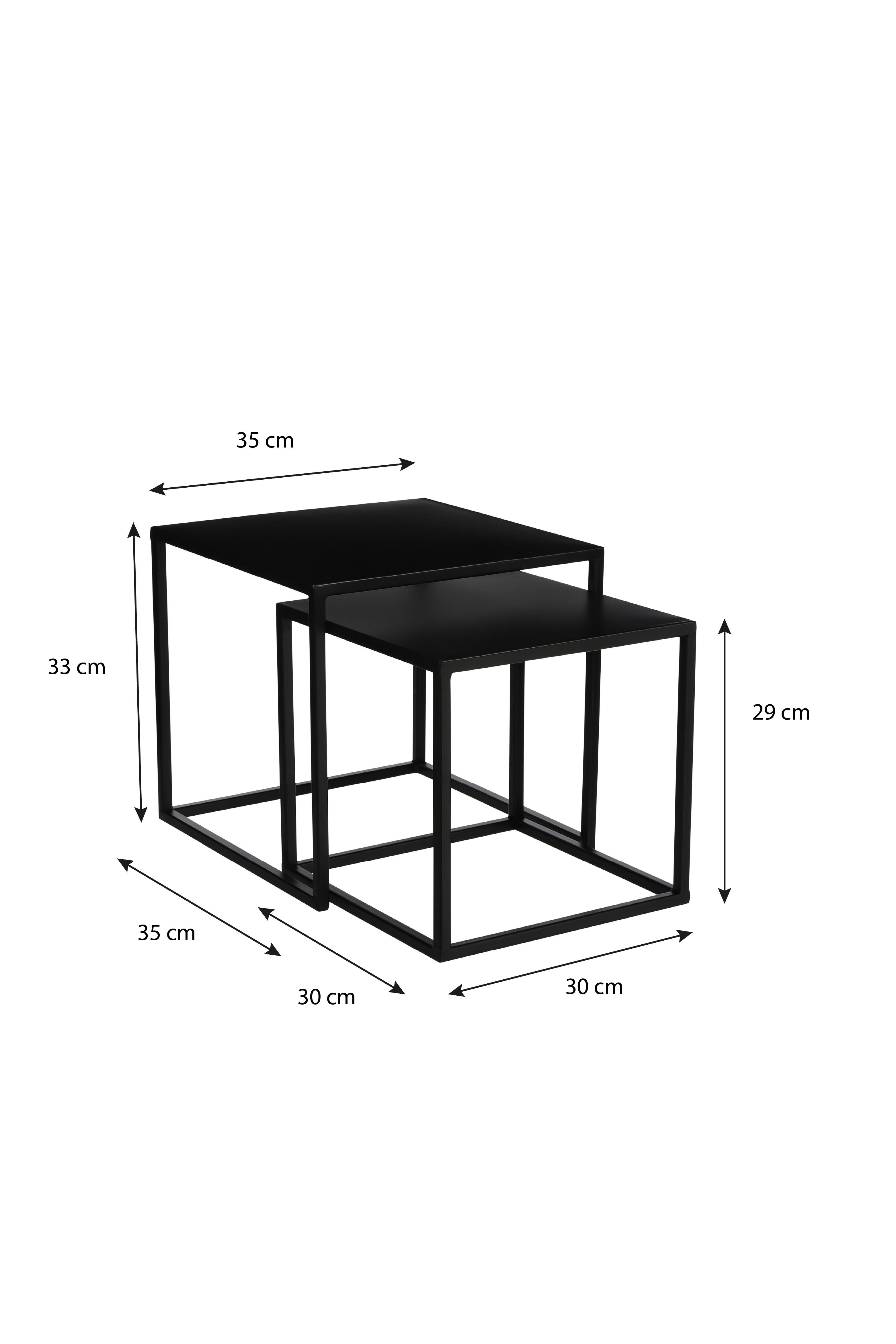 Mica Decorations Beistelltisch Mica Decorations Goa Beistelltisch schwarz Satz von 2 - l35xb35xh33cm
