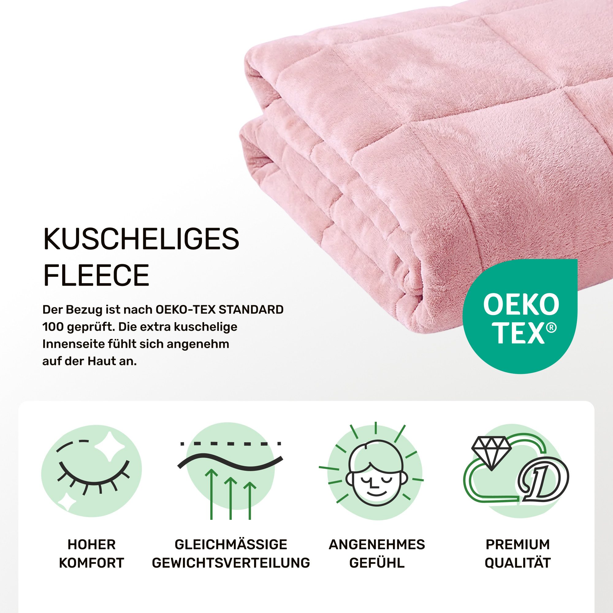 Dailydream Gewichtsdecke für Kinder, beschwerte Decke, Baumwolle oder Fleece, Füllung: Glasperlen, Gleichmäßige Gewichtsverteilung, doppelte Nähte, Handwäsche m – Bild 4 von 5
