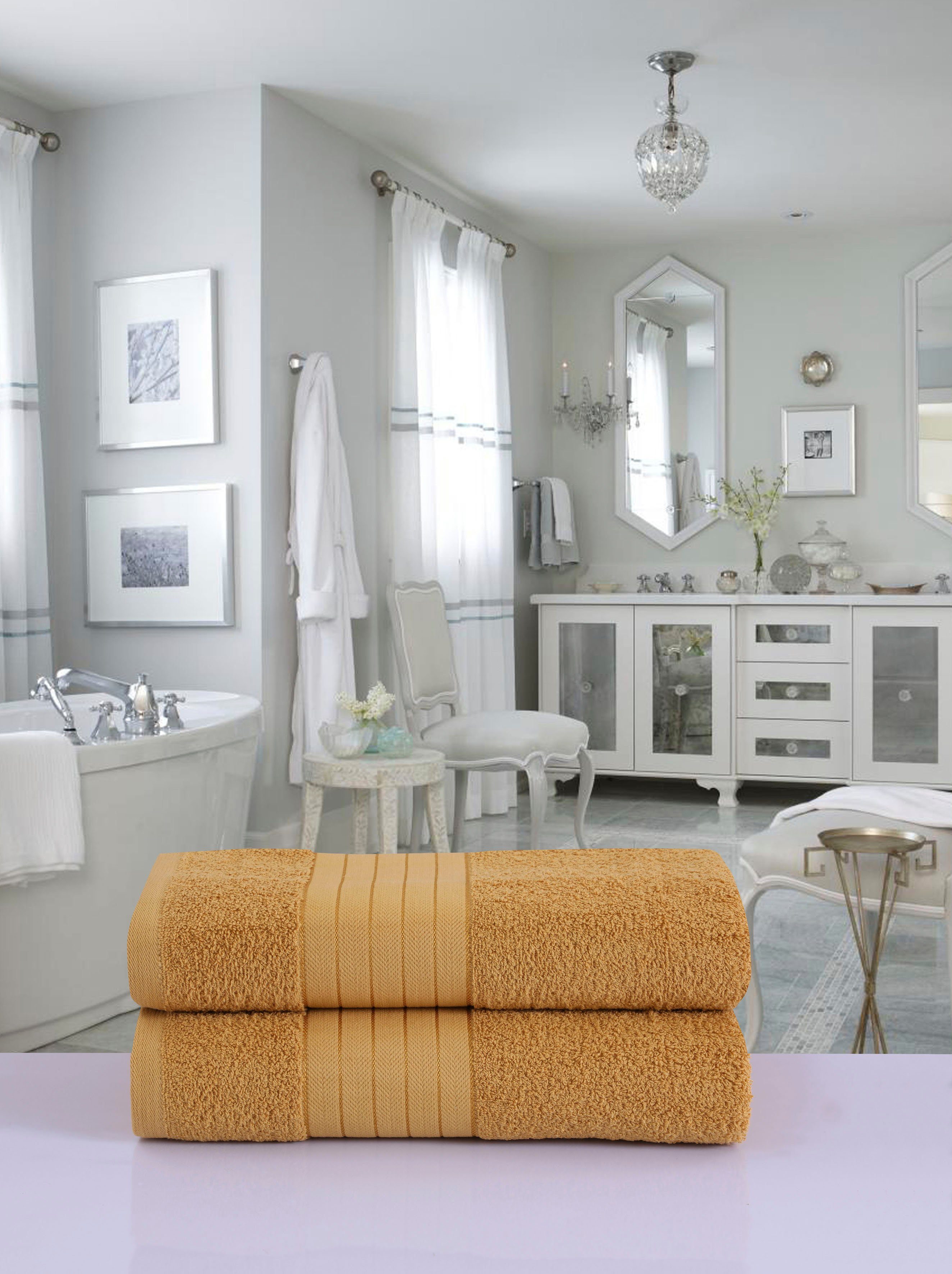 Uni mit Badetuch good Rand Frottier (2-St), morning ocker Towels, gewebtem