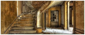 Wallario Poster, Massive Steintreppe in herrenlosem Haus, in verschiedenen Ausführungen