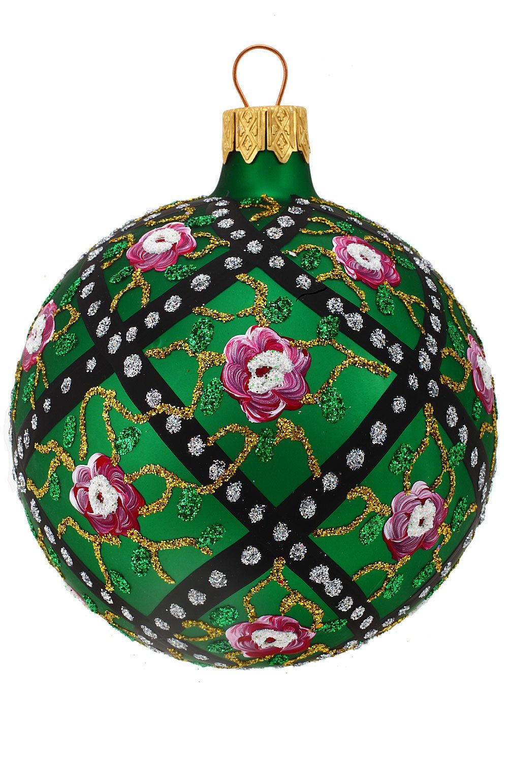 Hamburger Weihnachtskontor Weihnachtsbaumkugel Christbaumkugel Rosen-Spalier, Dekohänger - mundgeblasen - handdekoriert