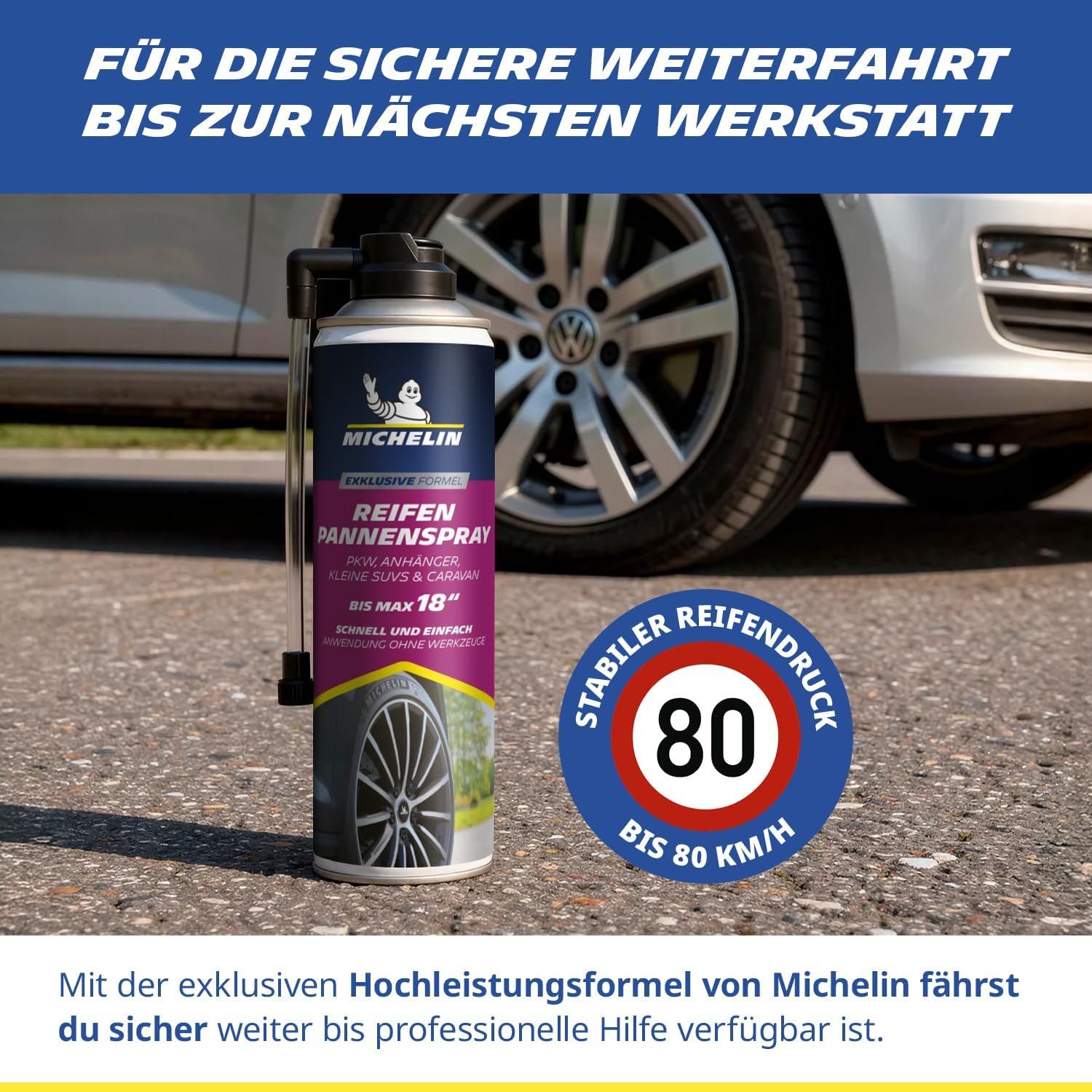 Michelin Reifendruckkontrollsystem Reifenpannenspray Dose Reifen Dicht Pannen Spray 500 ml PKW bis 245 mm
