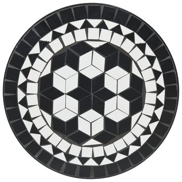vidaXL Gartenlounge-Set Mosaik-Bistro-Set Schwarz und Weiß Eisen und Keramik, (3-tlg)