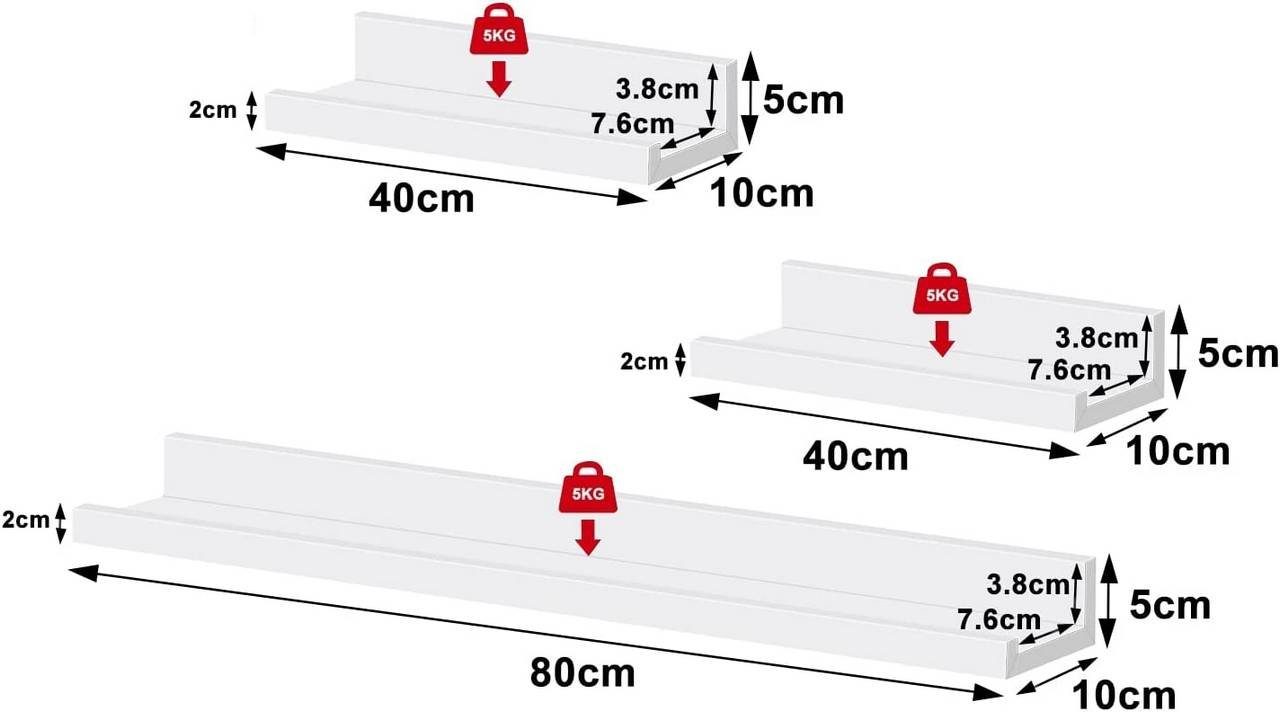 Woltu Wandregal, 3-tlg., Bilderleiste, Fotoleiste Bilderregal Fotohalter