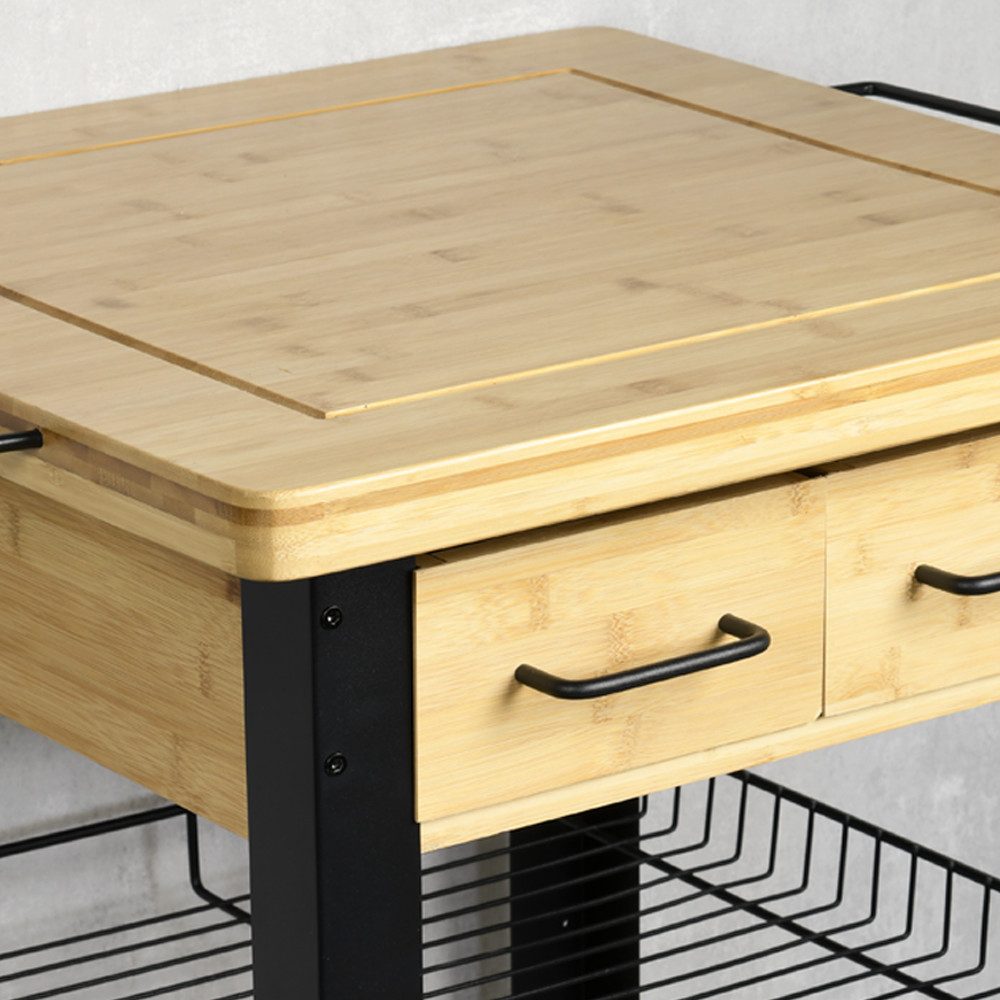 KESPER® Küchenwagen Rollwagen, FSC, mit geräumigem Metallkorb