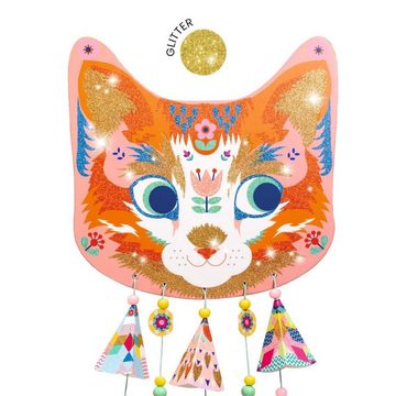 DJECO Kreativset DIY: Windspiel Kitty Glitzer Bastelset für Kinder ab 5 Jahren