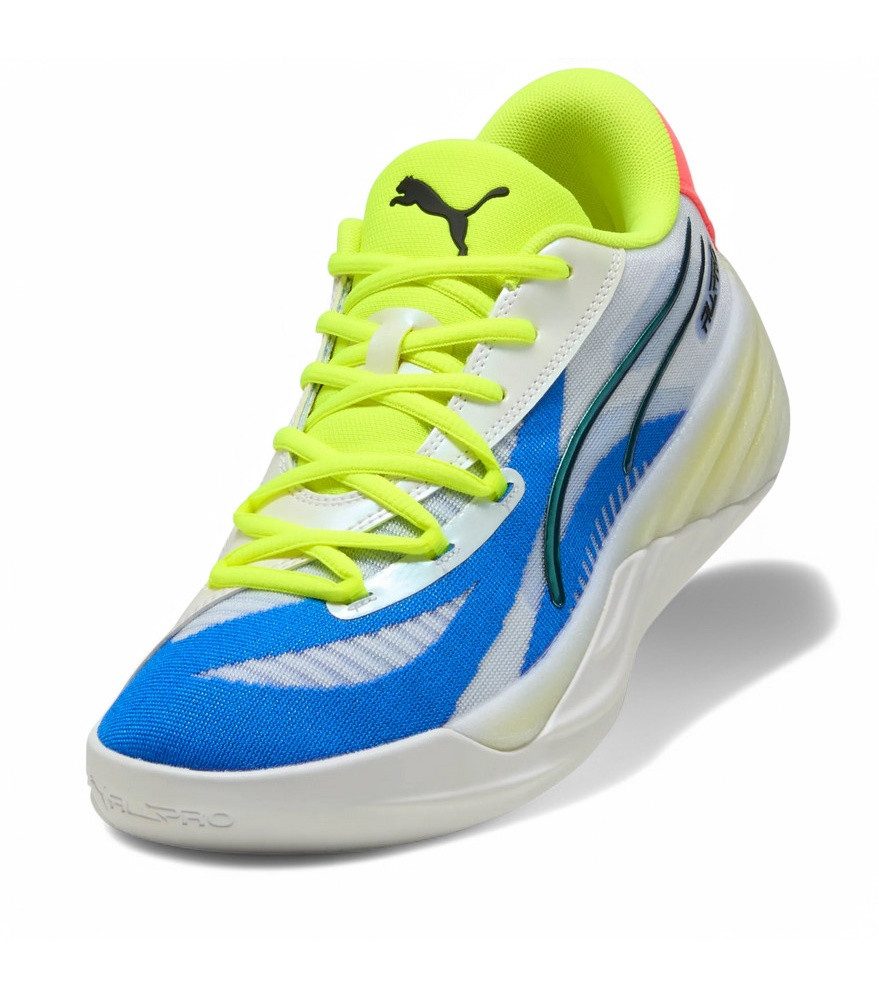 PUMA Hallen-Indoorschuhe All-Pro Nitro (Basketball) 2025 weiss/blau/gelb Badmintonschuh