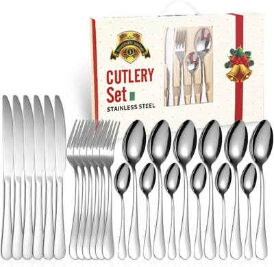 Coisini Besteck-Set 24tlg.Besteckkoffer Set mit Edelstahl Gabel Löffel für 6 Personen (24-tlg), Edelstahl