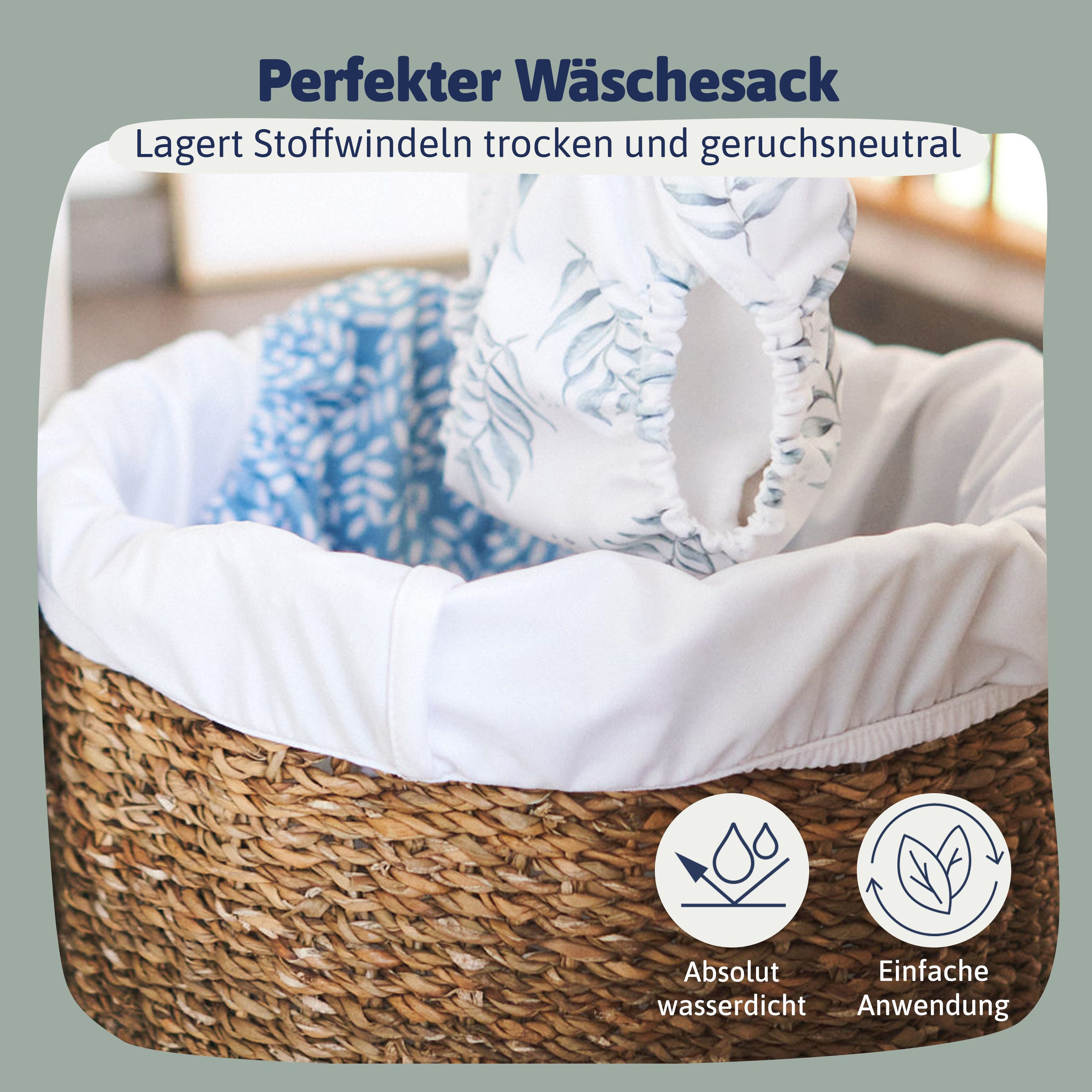 Hinzling Wäschesack / Pail Liner – Wiederverwendbarer Windelbeutel 62x62cm – Washbag