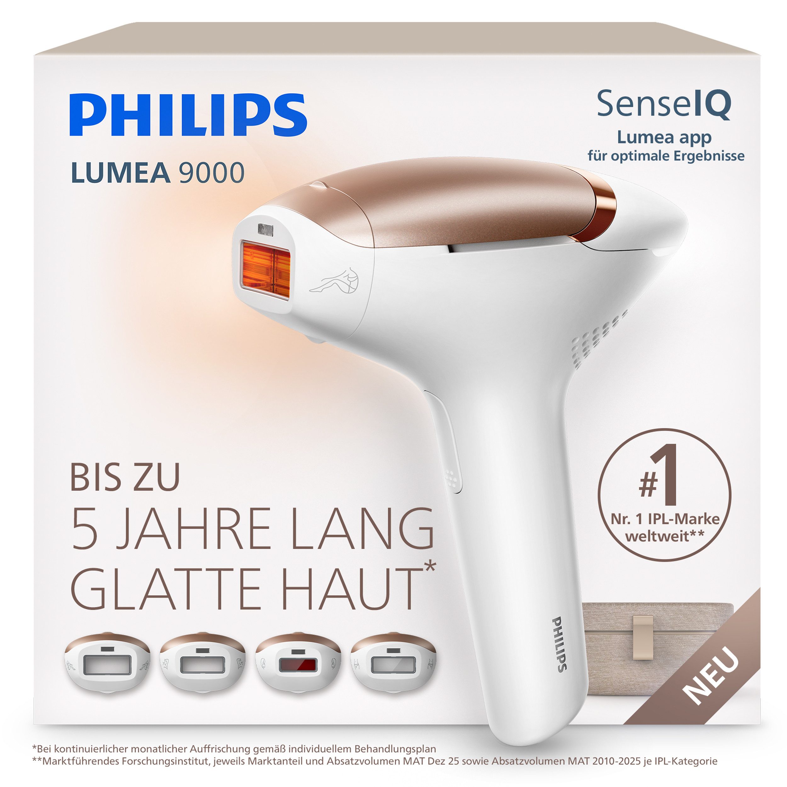 Philips IPL-Haarentferner Philips Lumea Series 9000 BRI984/00, 4 Aufsätze (Achseln, Bikinizone, Körper, Gesicht)