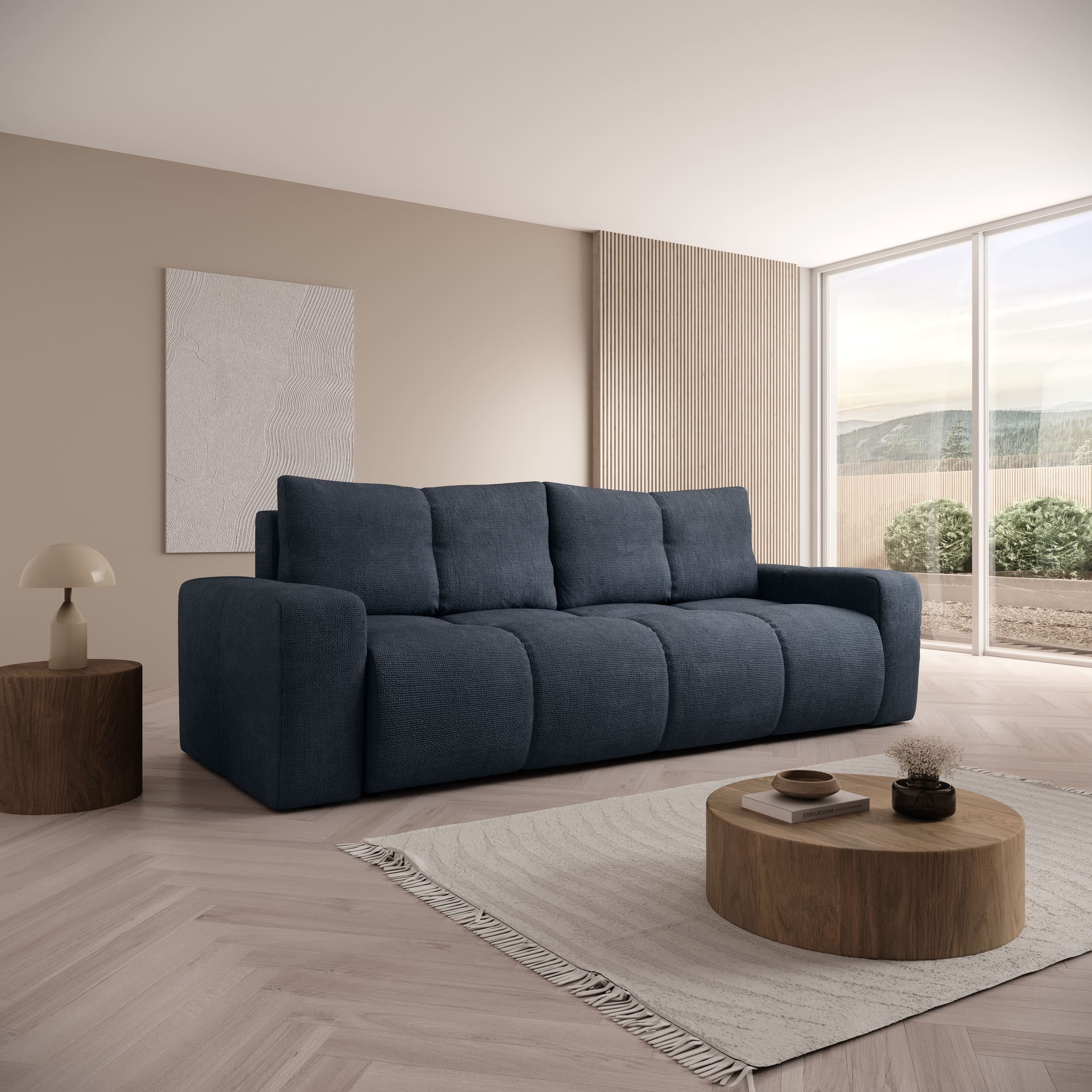 MOEBLO Sofa Sohan, modern & komfortabel mit Schlaffunktion, Bettkasten und großzügiger Liegefläche 149×200 cm hochwertige Polsterung, abnehmbare Rückenkissen, Couch Polstermöbel Sitzmöbel Wohnzimmermöbel 3-Sitzer-Sofa Stoffsofa, (BxHxT): 259 × 90 × 99 cm