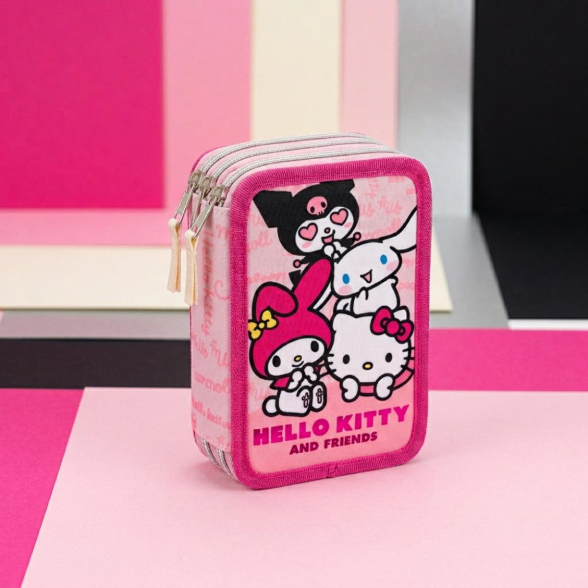 Hello Kitty Federmäppchen Gefüllte Kinder Schüleretui mit Zubehör 2 Fächer, (Packung) – Bild 5 von 5
