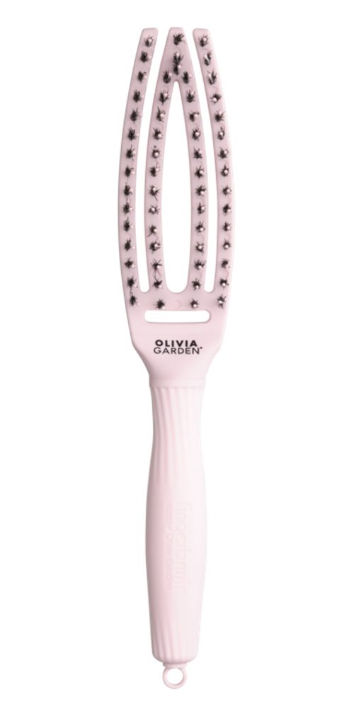 OLIVIA GARDEN Haarbürste Olivia Garden Fingerbrush Care Iconic Boar&Nylon Pastel Pink Small