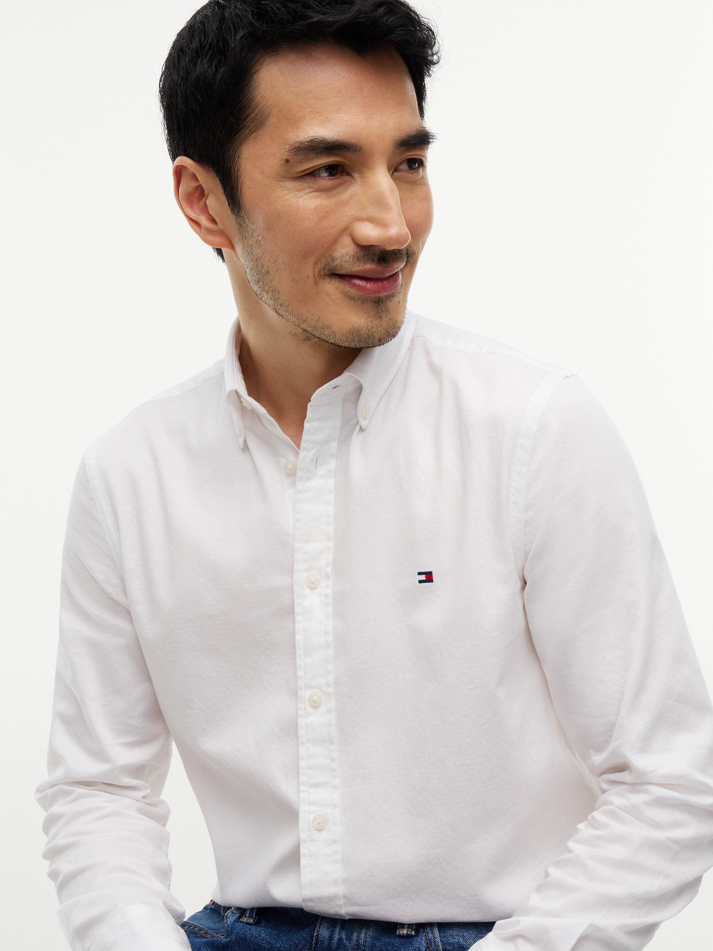 Tommy Hilfiger Langarmhemd FLEX DOBBY SLIM FIT Slim Fit Dobby Structure