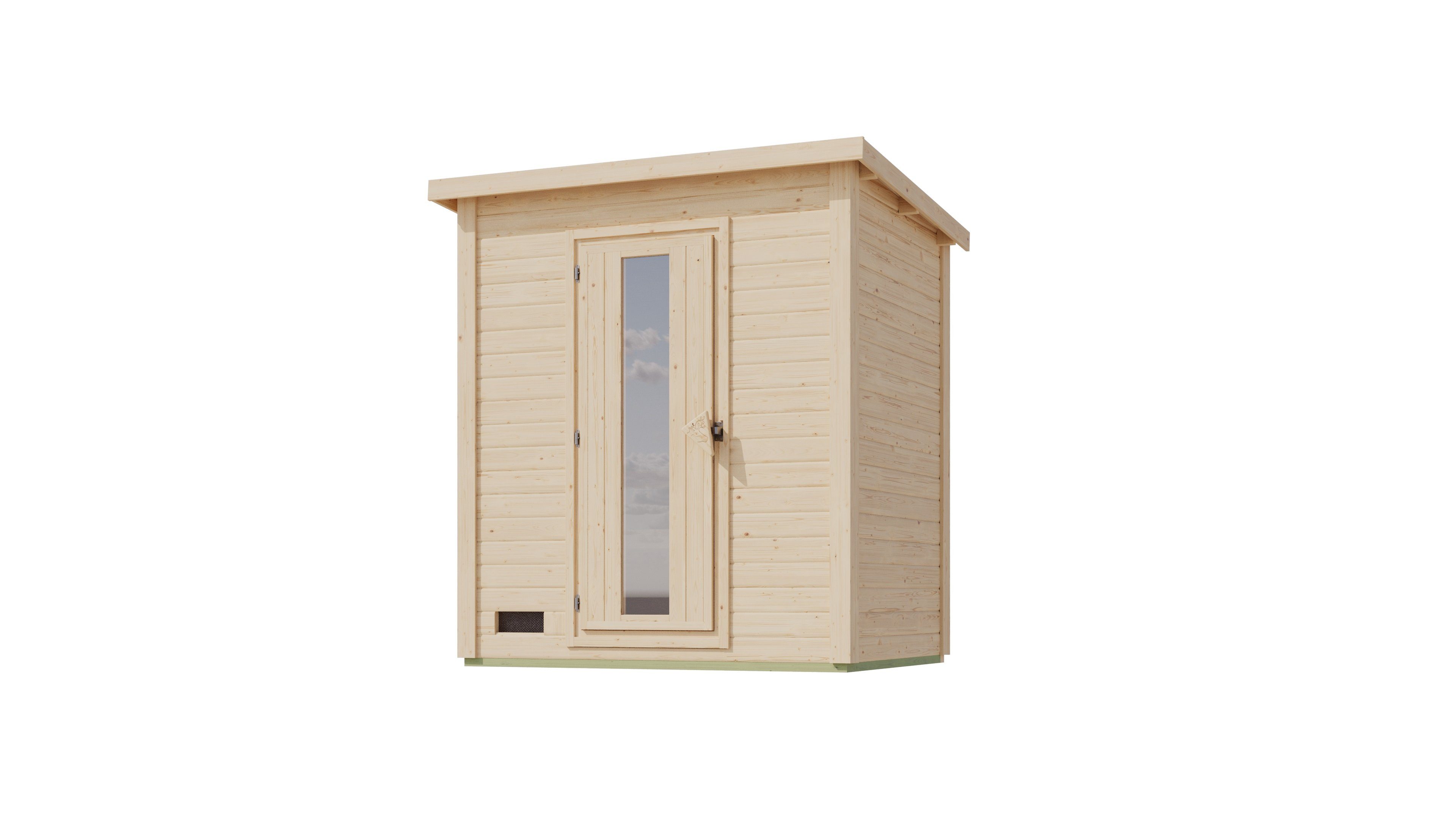 Saunahaus Karibu 38 mm Saunahaus Melo 1 naturbelassen mit Ofen 9 kW