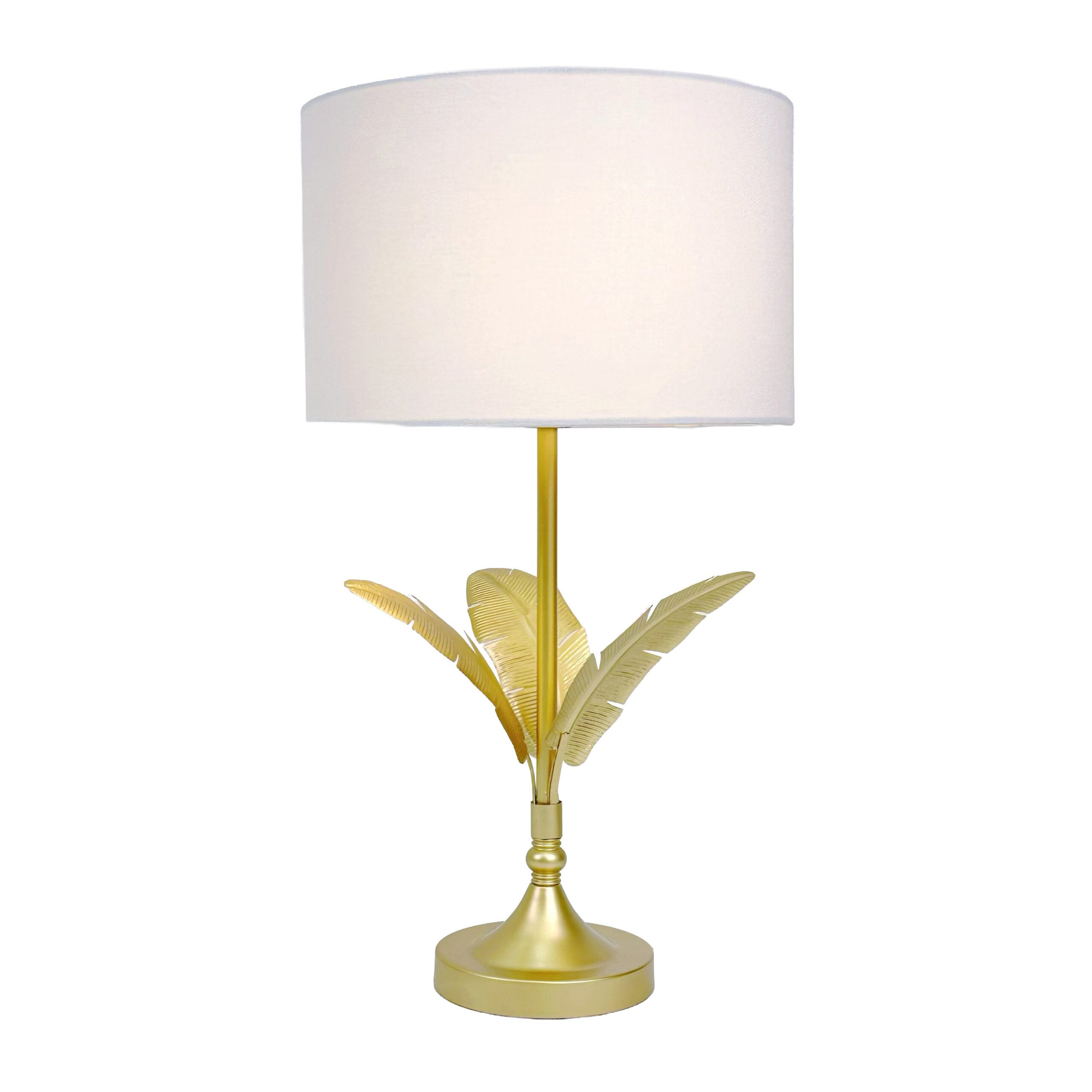 relaxdays Nachttischlampe Lampe Palmenblatt, Mit Ein-/Ausschalter am Kabel, E27-Fassung, E14-Fassung, Tischlampe